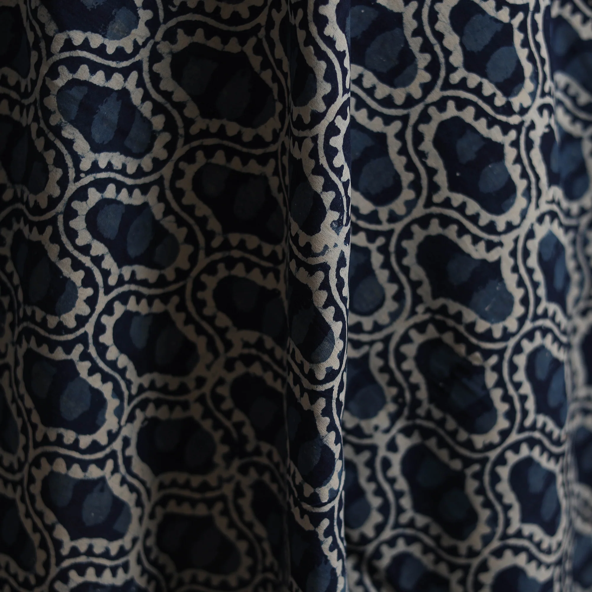 Blue - Bagru Indigo Hand Block Print Natural Dyed Cotton Fabric 10 - Image 3