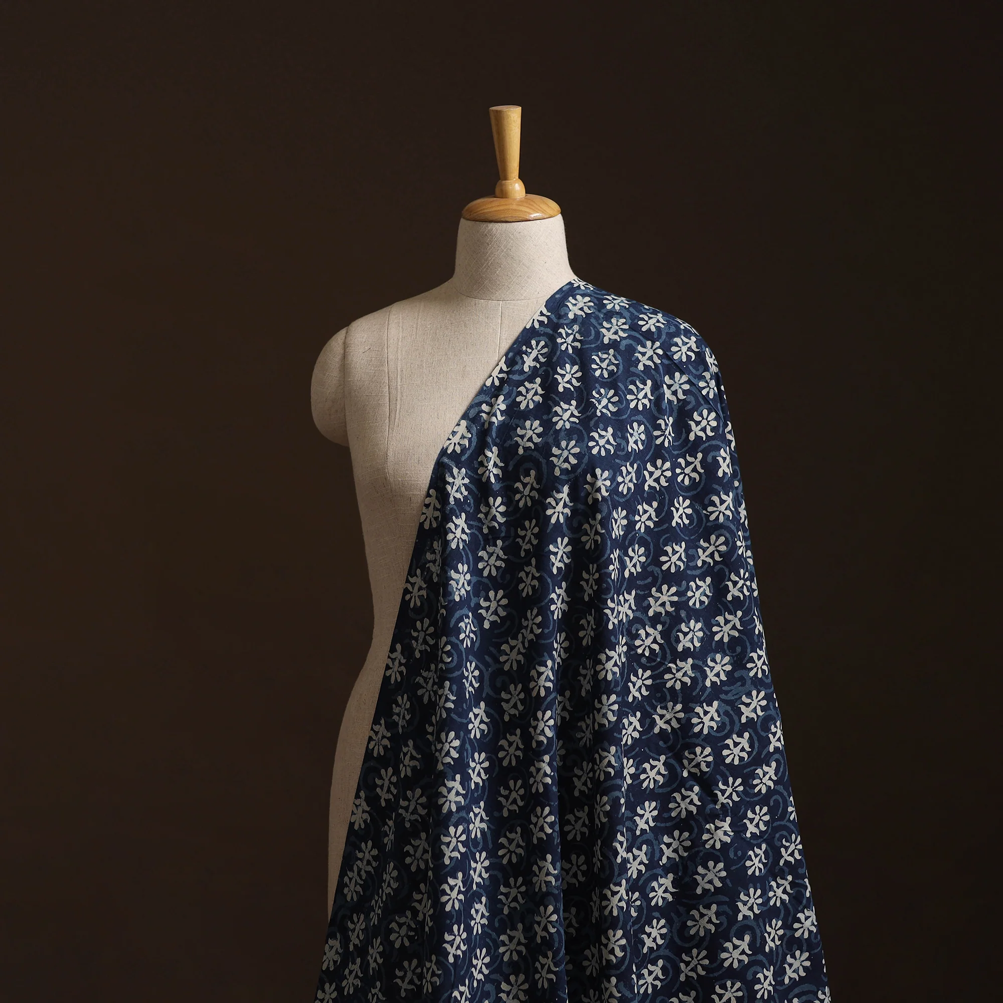 Blue - Bagru Indigo Hand Block Print Natural Dyed Cotton Fabric 11