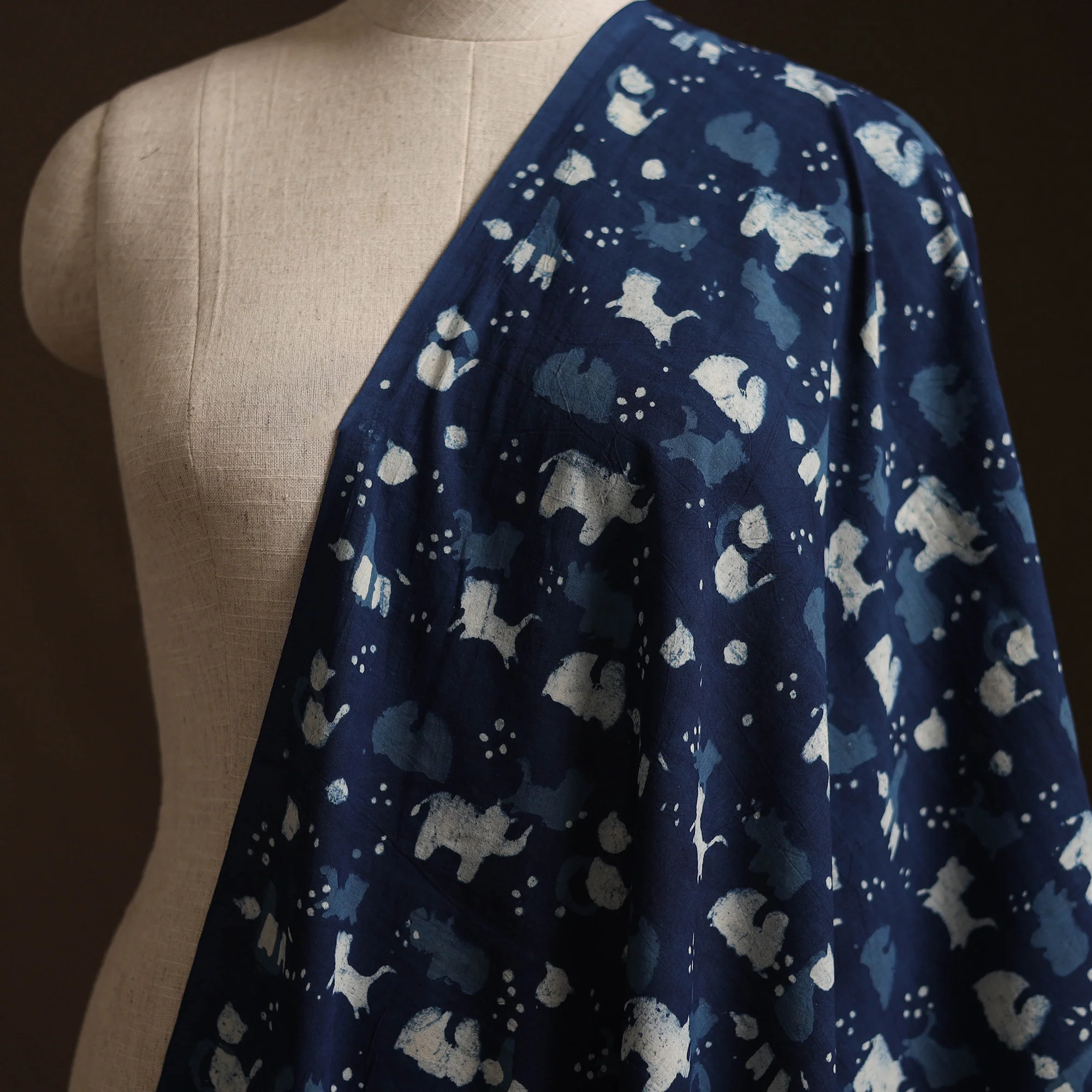 Blue - Bagru Indigo Hand Block Print Natural Dyed Cotton Fabric 13 - Image 2