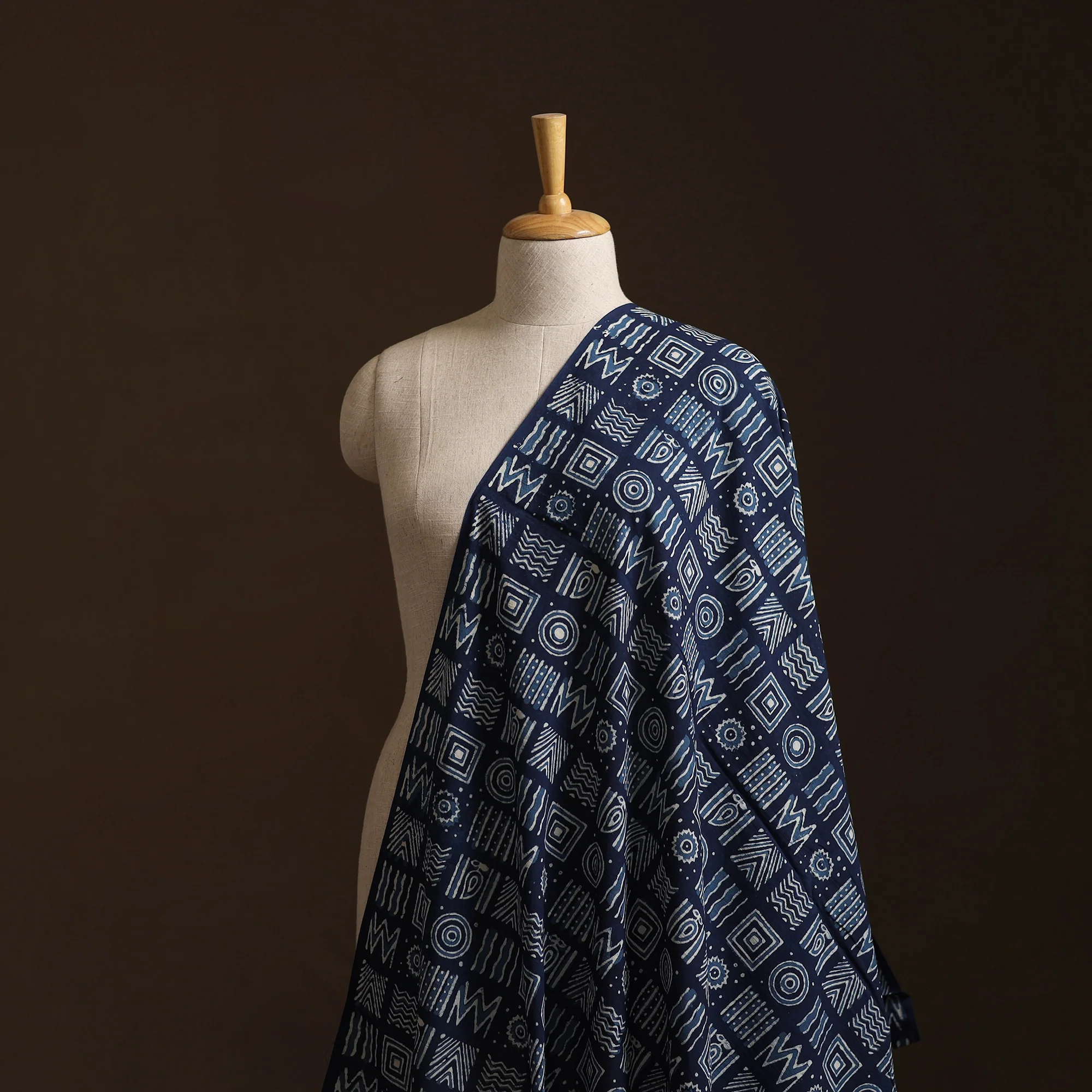 Blue - Bagru Indigo Hand Block Print Natural Dyed Cotton Fabric 15