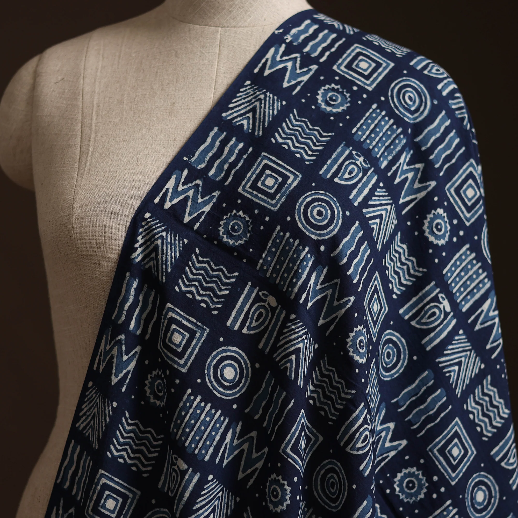 Blue - Bagru Indigo Hand Block Print Natural Dyed Cotton Fabric 15 - Image 2