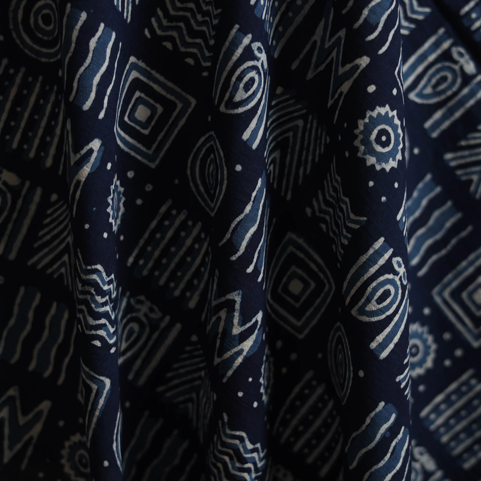 Blue - Bagru Indigo Hand Block Print Natural Dyed Cotton Fabric 15 - Image 3