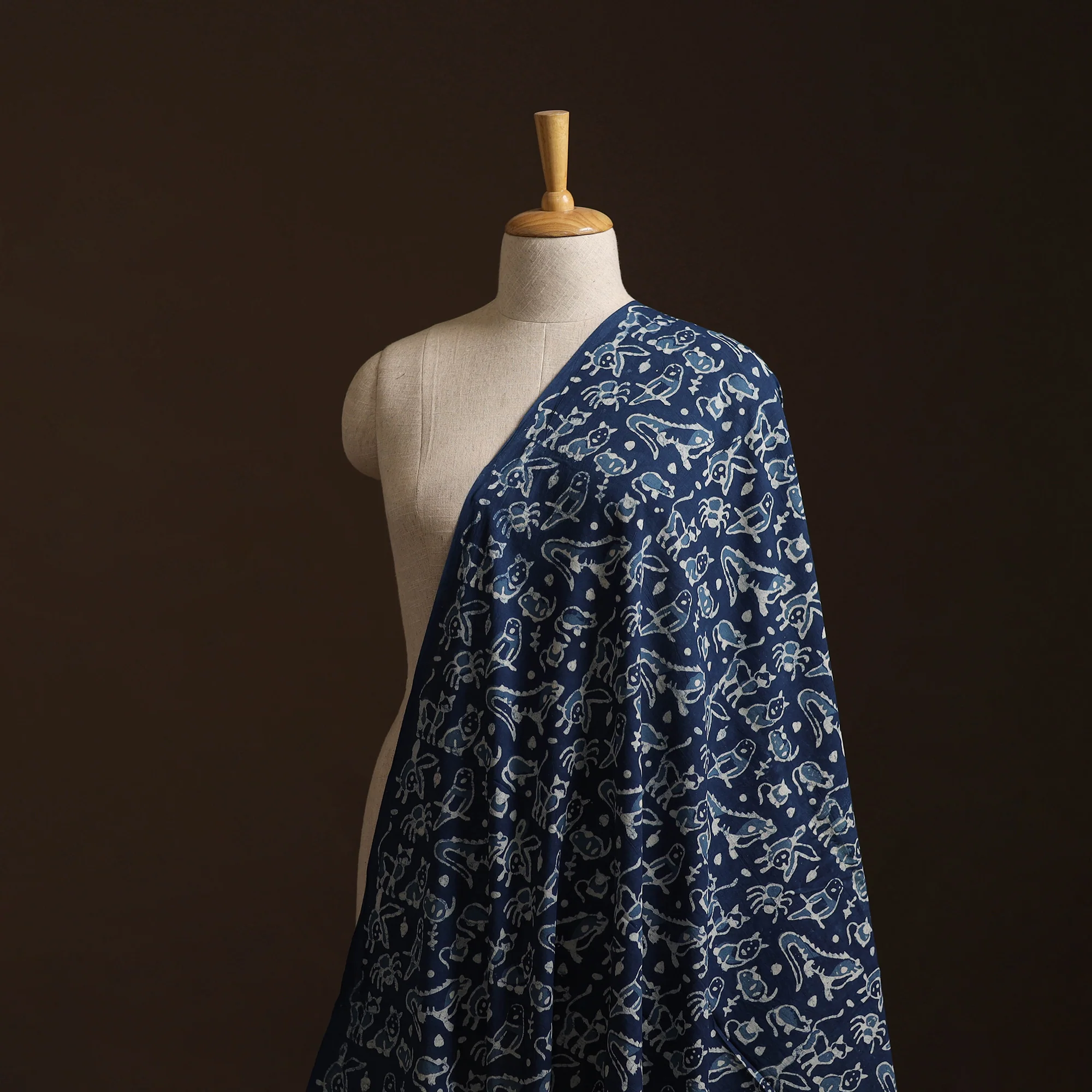 Blue - Bagru Indigo Hand Block Print Natural Dyed Cotton Fabric 16