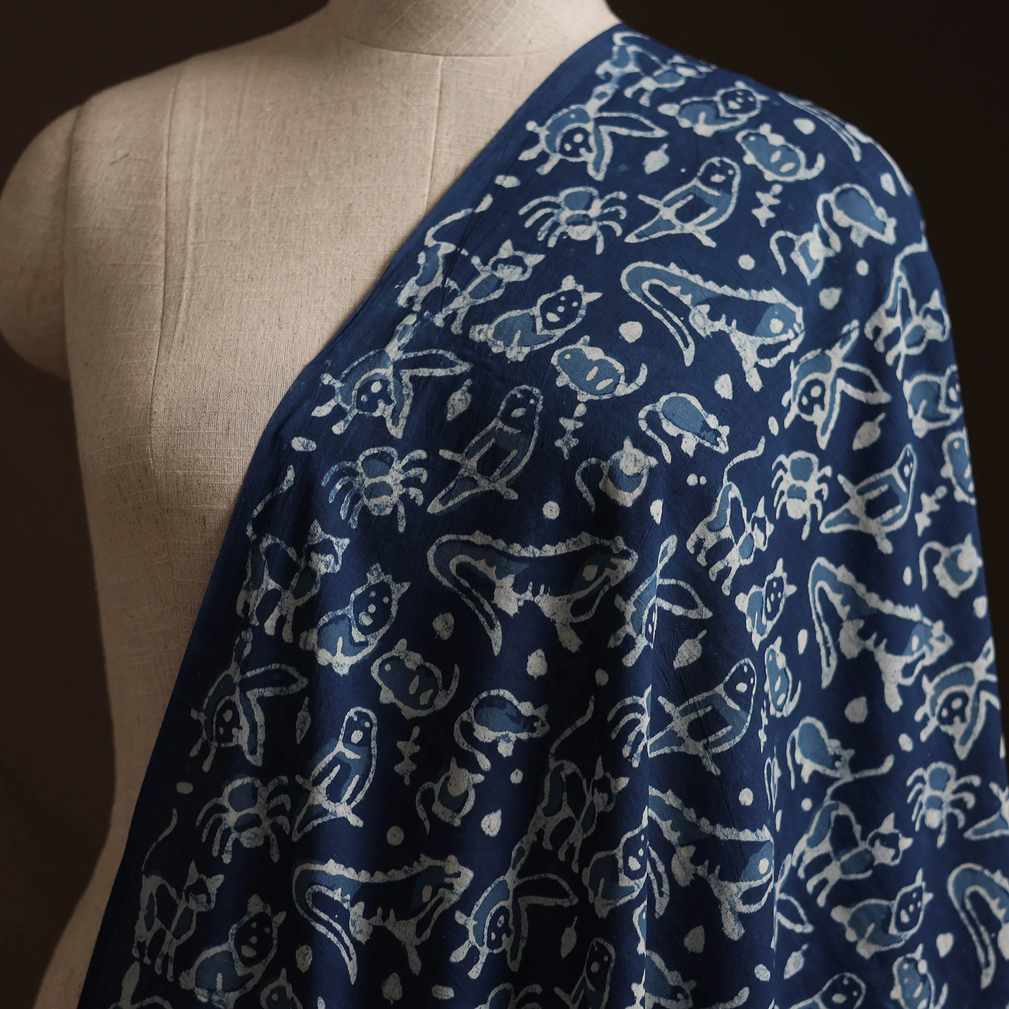 Blue - Bagru Indigo Hand Block Print Natural Dyed Cotton Fabric 16 - Image 2