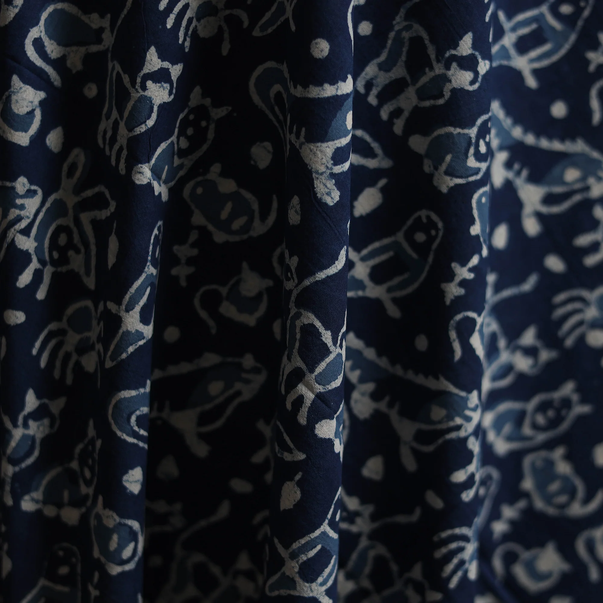 Blue - Bagru Indigo Hand Block Print Natural Dyed Cotton Fabric 16 - Image 3