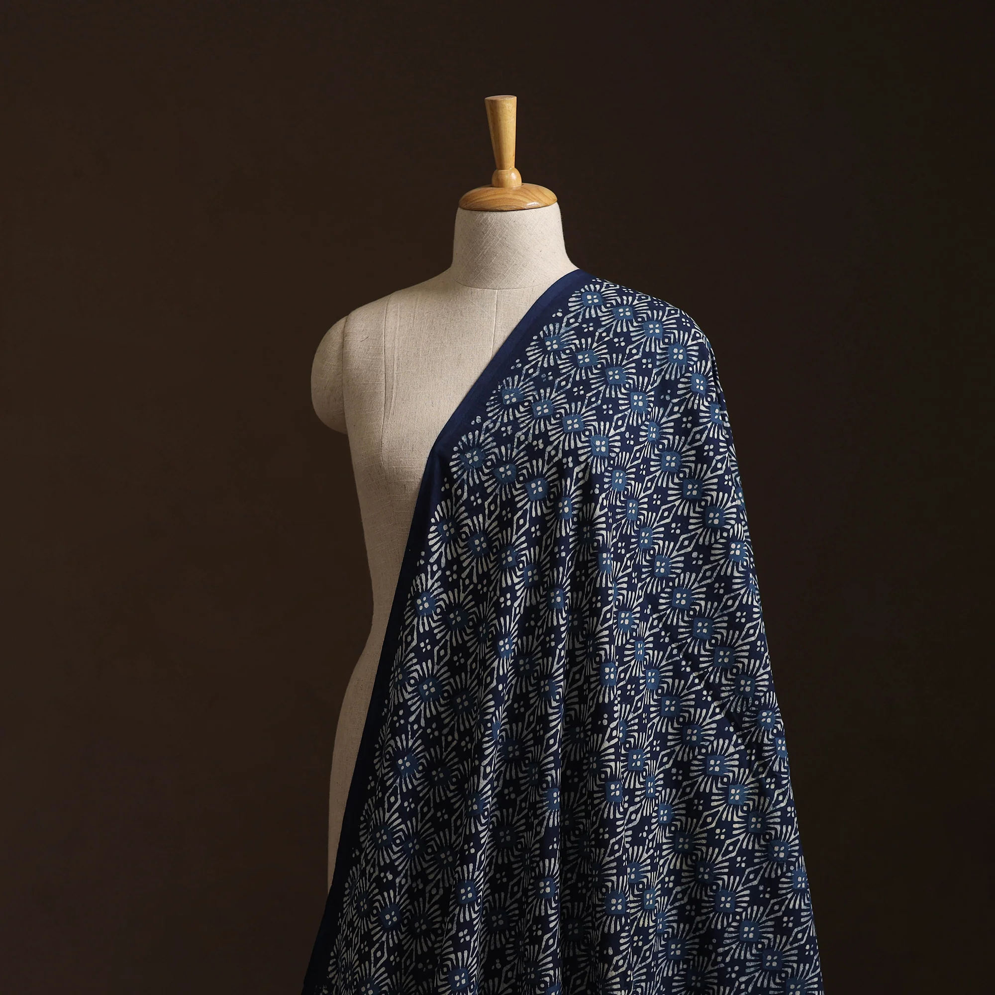 Blue - Bagru Indigo Hand Block Print Natural Dyed Cotton Fabric 18