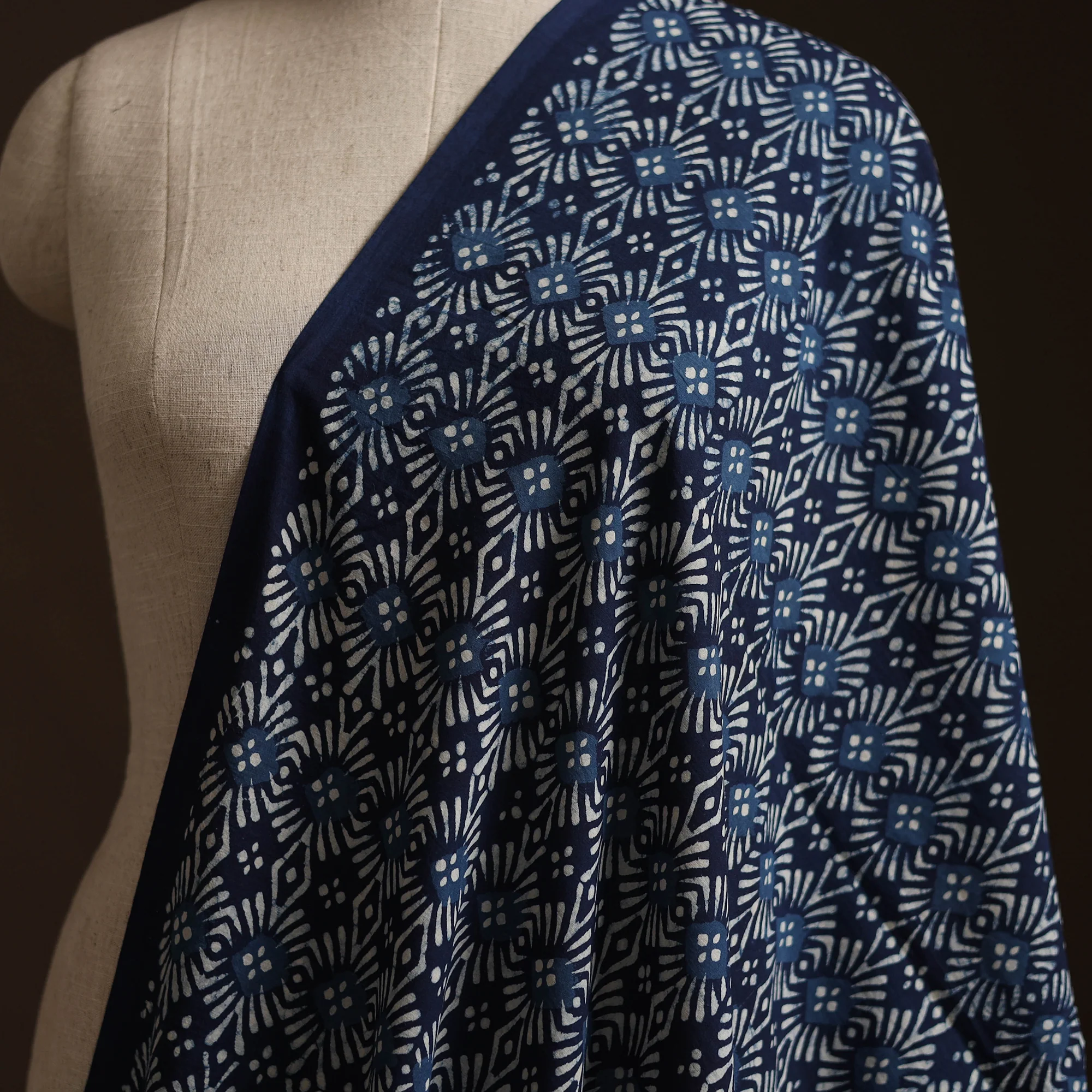 Blue - Bagru Indigo Hand Block Print Natural Dyed Cotton Fabric 18 - Image 2