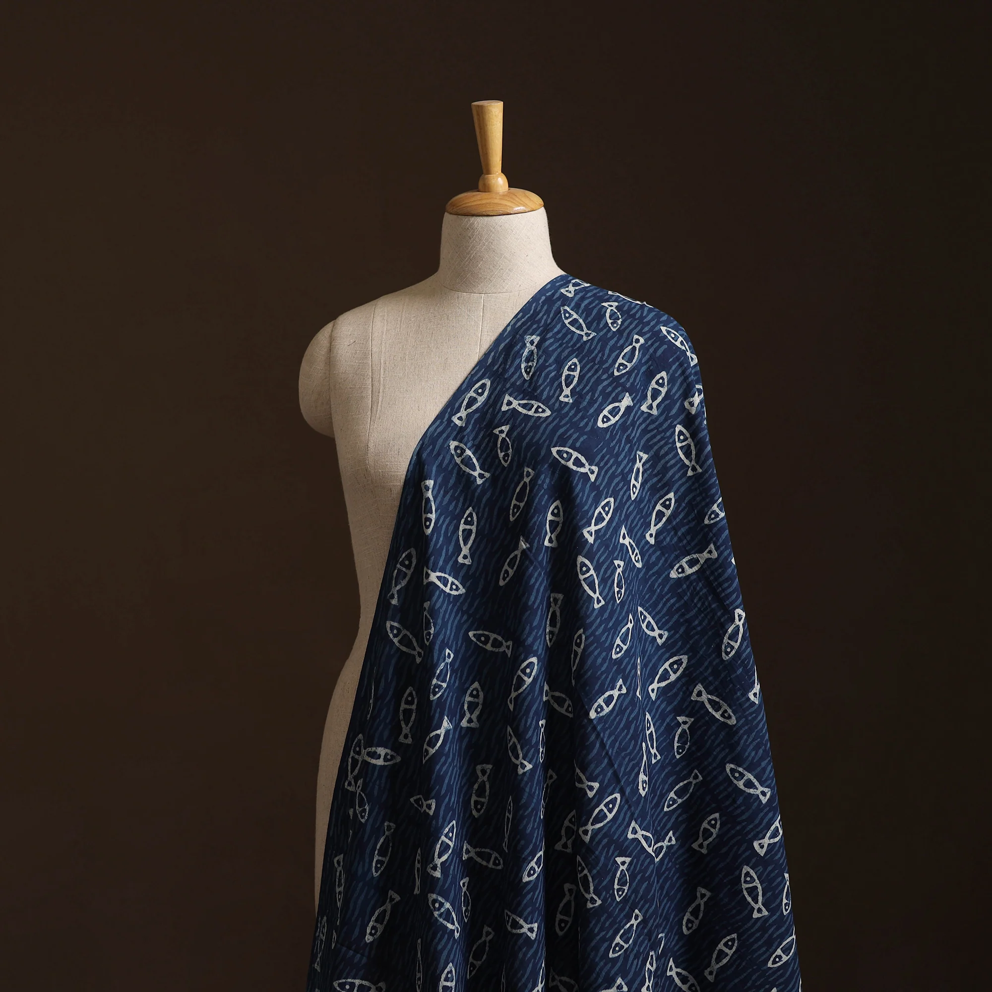 Blue - Bagru Indigo Hand Block Print Natural Dyed Cotton Fabric 19