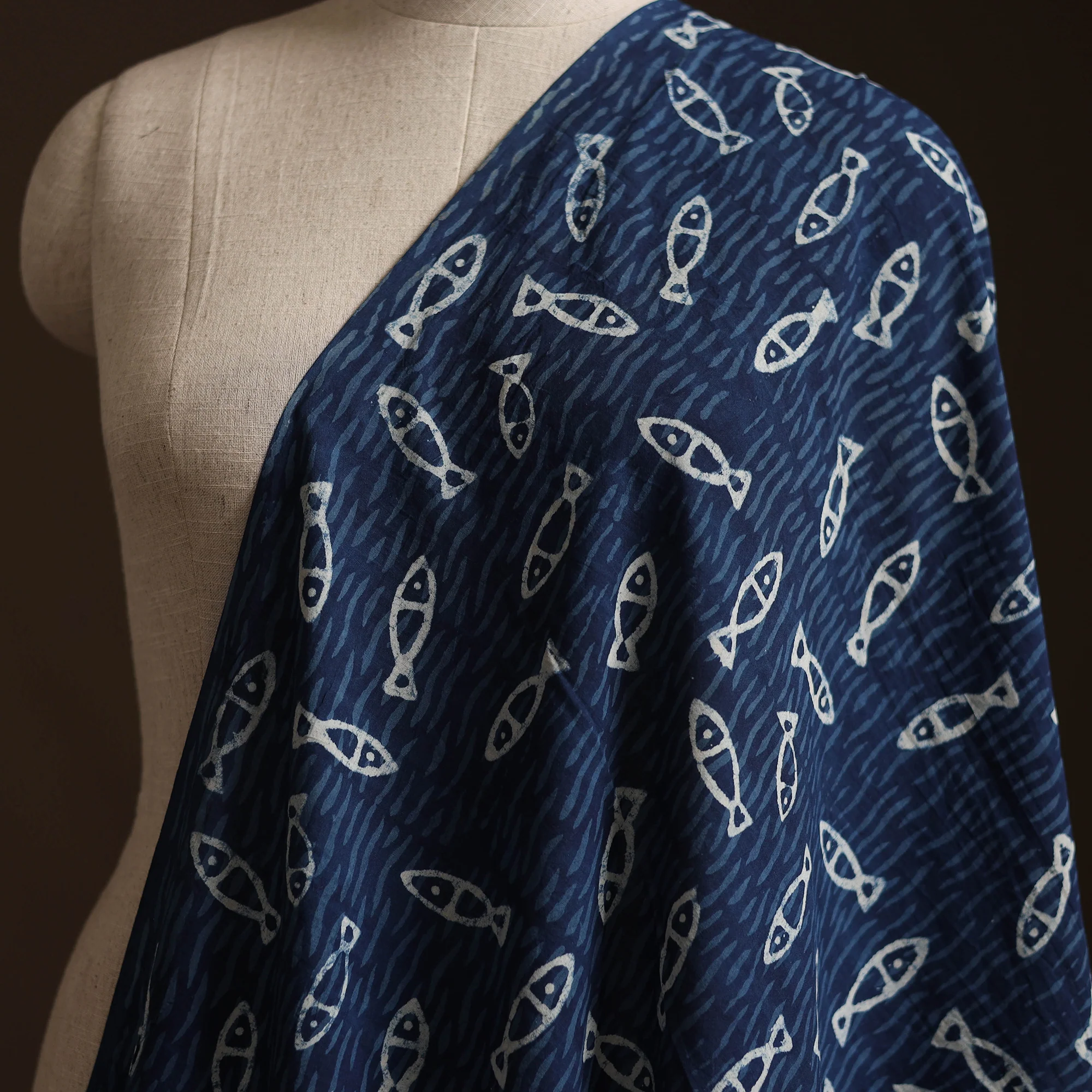Blue - Bagru Indigo Hand Block Print Natural Dyed Cotton Fabric 19 - Image 2