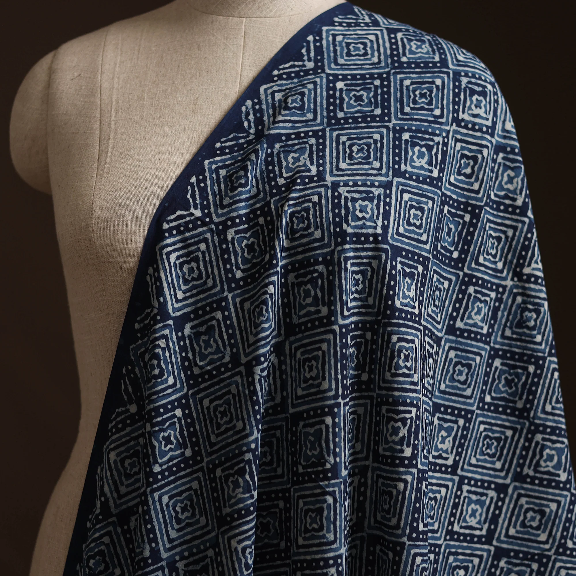 Blue - Bagru Indigo Hand Block Print Natural Dyed Cotton Fabric 22 - Image 2