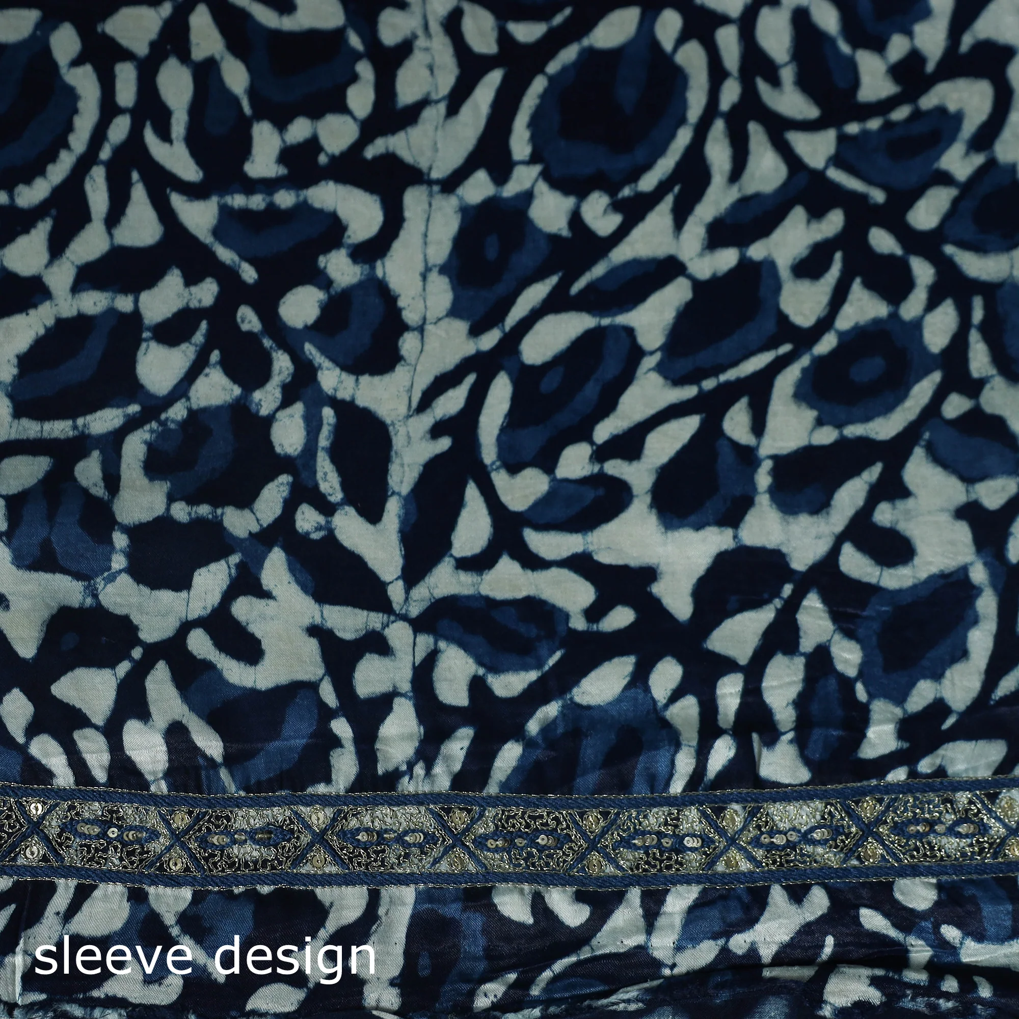 Blue - Bagru Vanaspati Block Print Modal Silk Lace Handwork 2pc Unstitched Dress Material Kurta Set 09 - Image 5