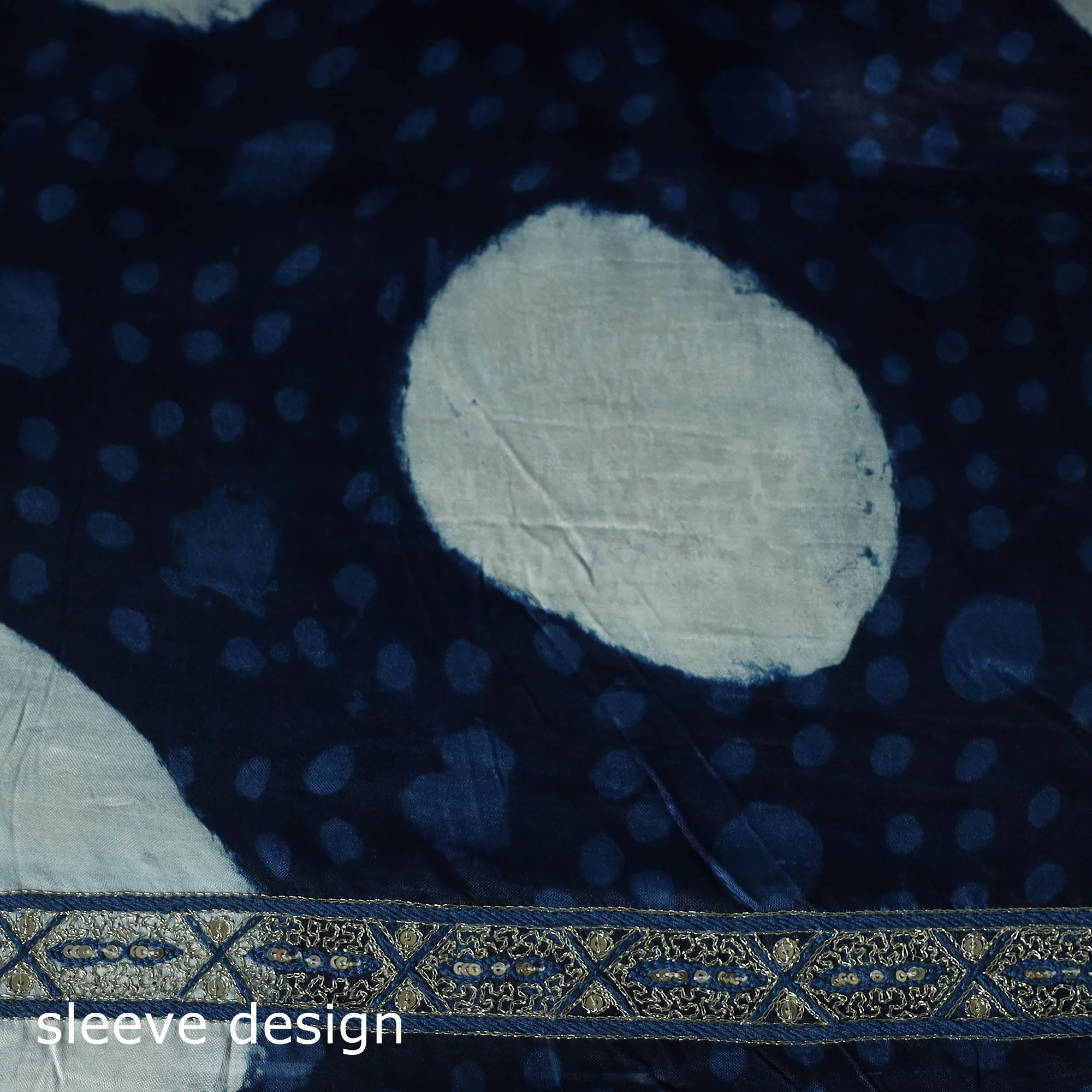 Blue - Bagru Vanaspati Block Print Modal Silk Lace Handwork 2pc Unstitched Dress Material Kurta Set 11 - Image 5