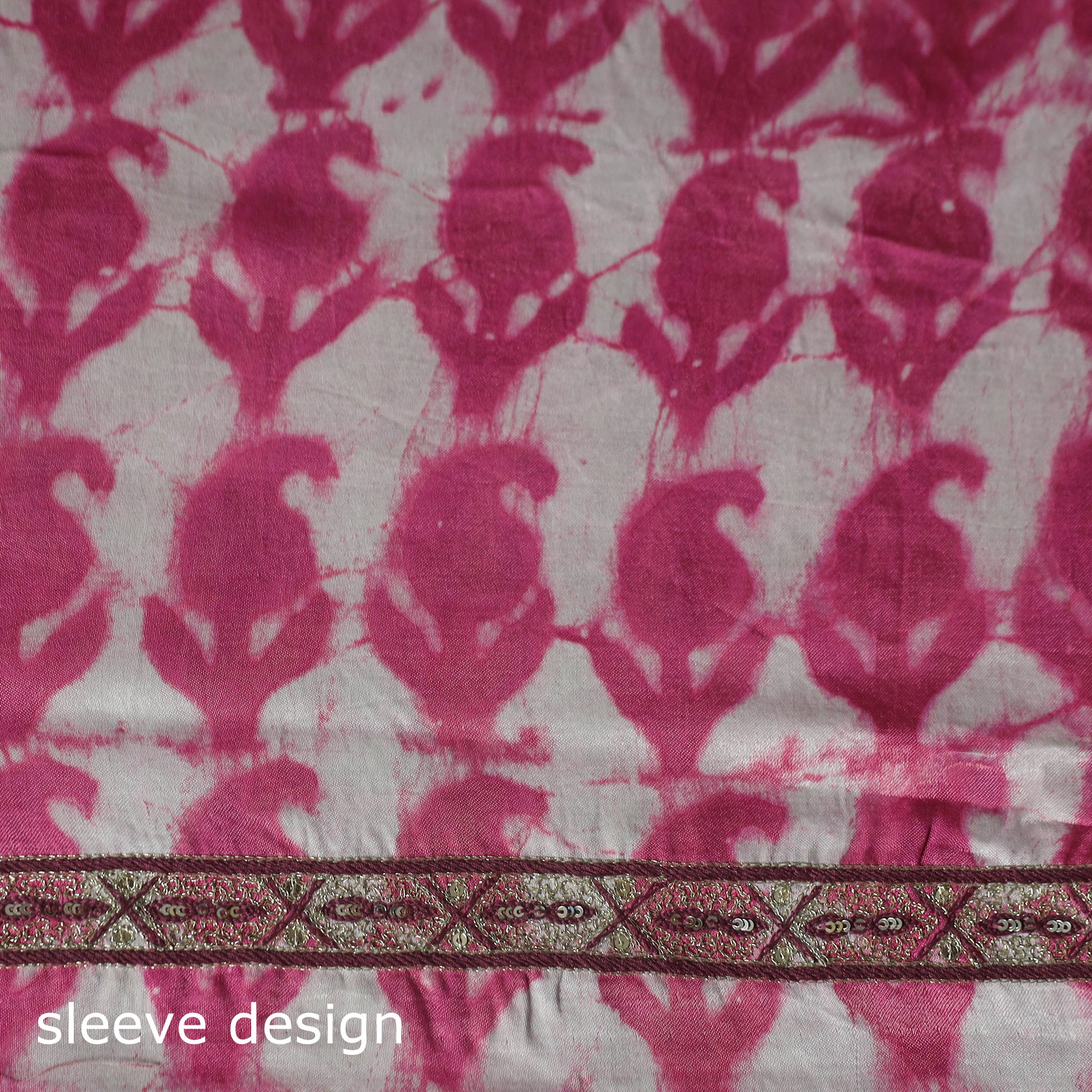 Pink - Bagru Vanaspati Block Print Modal Silk Lace Handwork 2pc Unstitched Dress Material Kurta Set 18 - Image 5