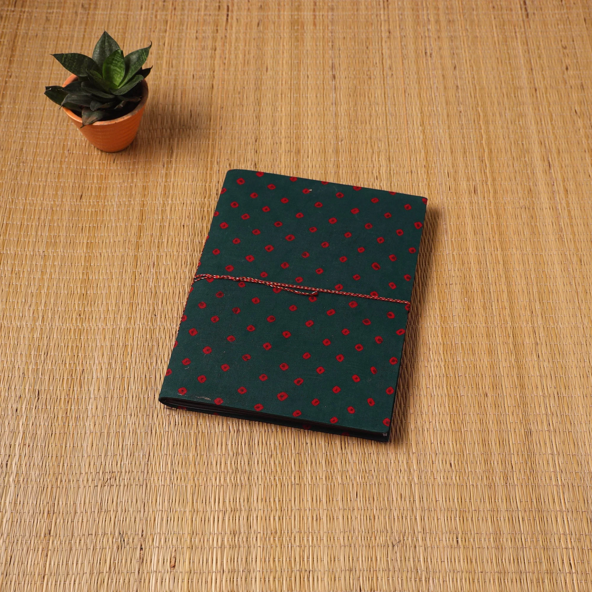 Green - Bandhani Fabric Cover Handmade Paper Photo Album (12 x 10 in) 43
