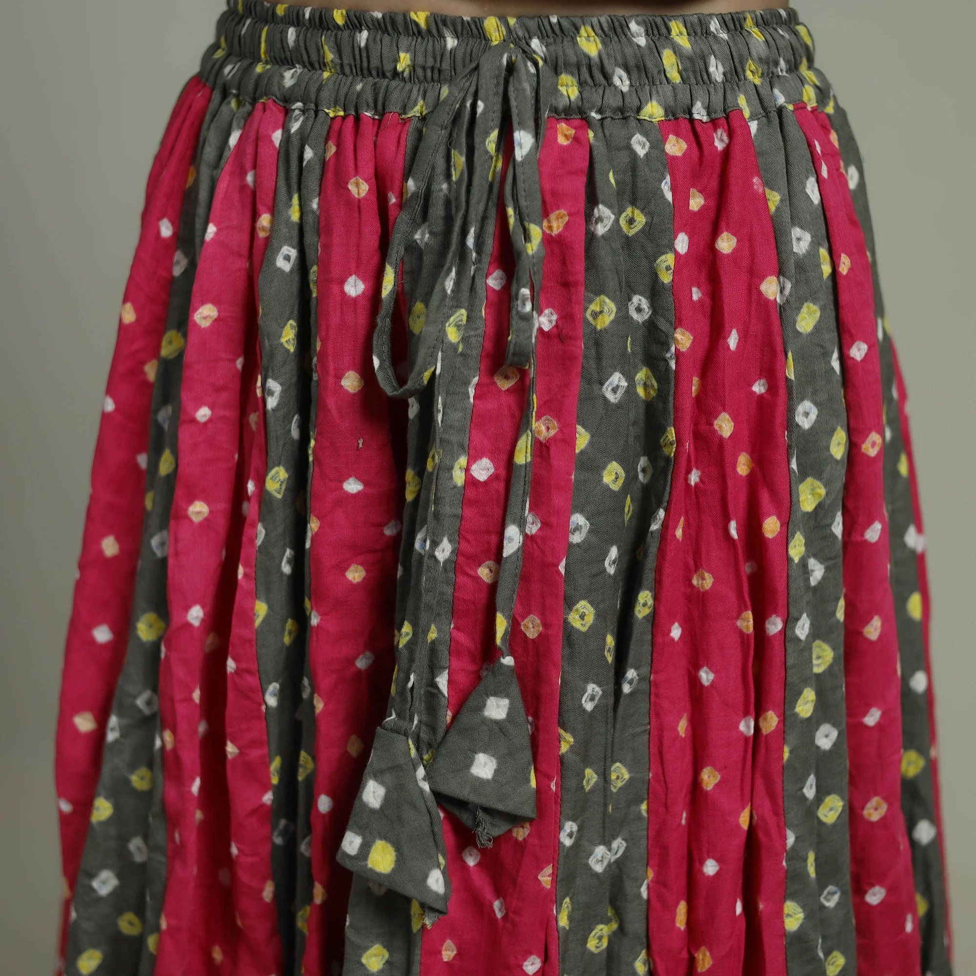 Bandhani Tie-Dye 24 Kali Patchwork Cotton Long Skirt 08 - Image 4