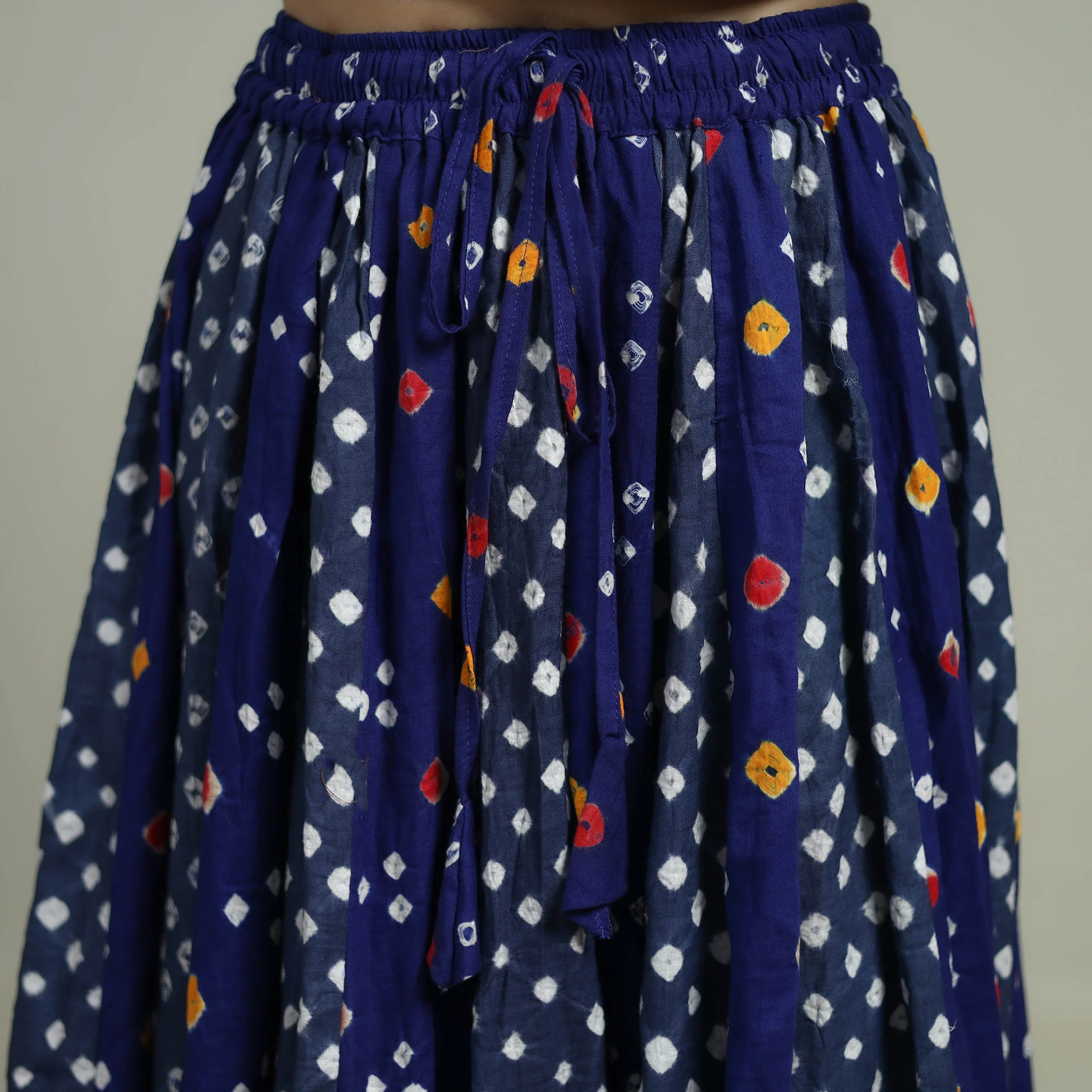 Bandhani Tie-Dye 24 Kali Patchwork Cotton Long Skirt 24 - Image 4