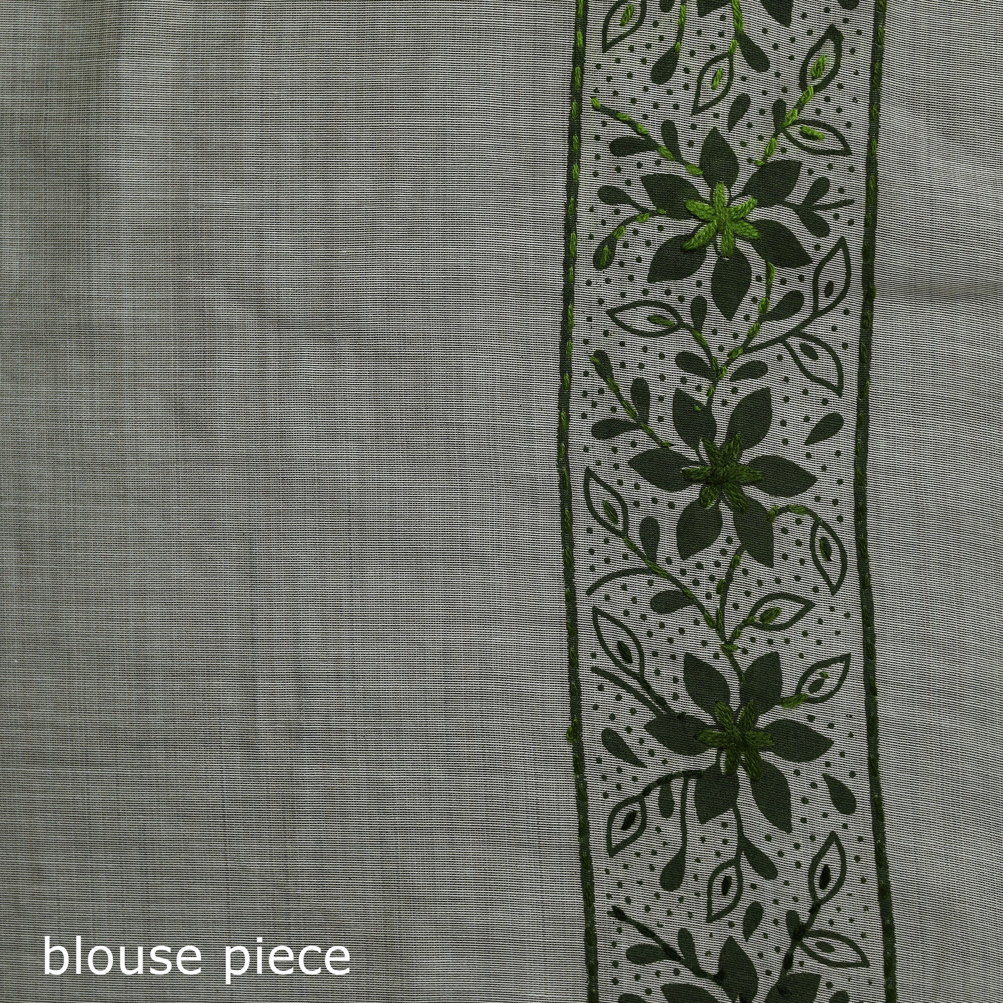 Green - Bengal Kantha Hand Embroidery Silk Cotton Chapa Work Saree 04 - Image 5