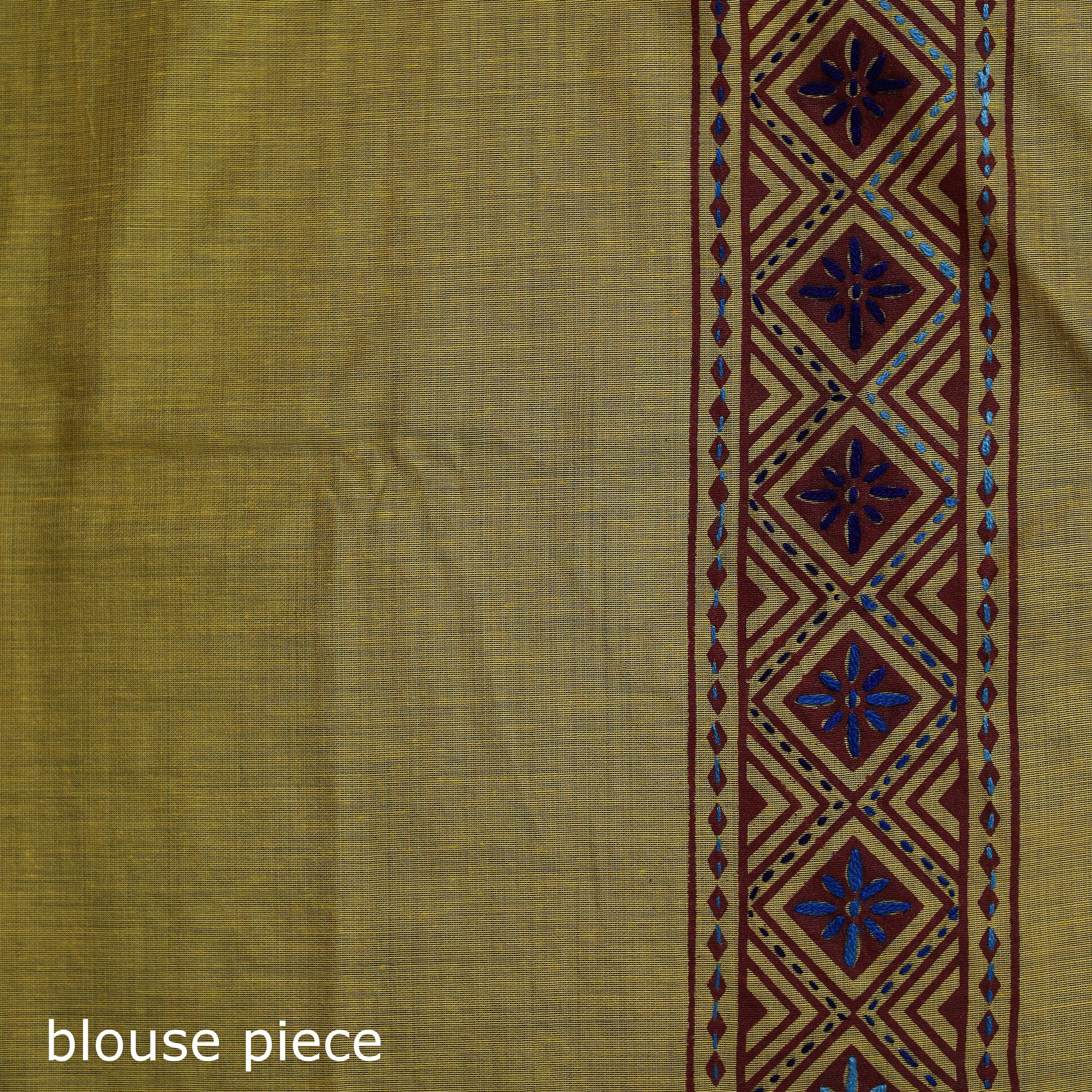 Yellow - Bengal Kantha Hand Embroidery Silk Cotton Chapa Work Saree 15 - Image 5