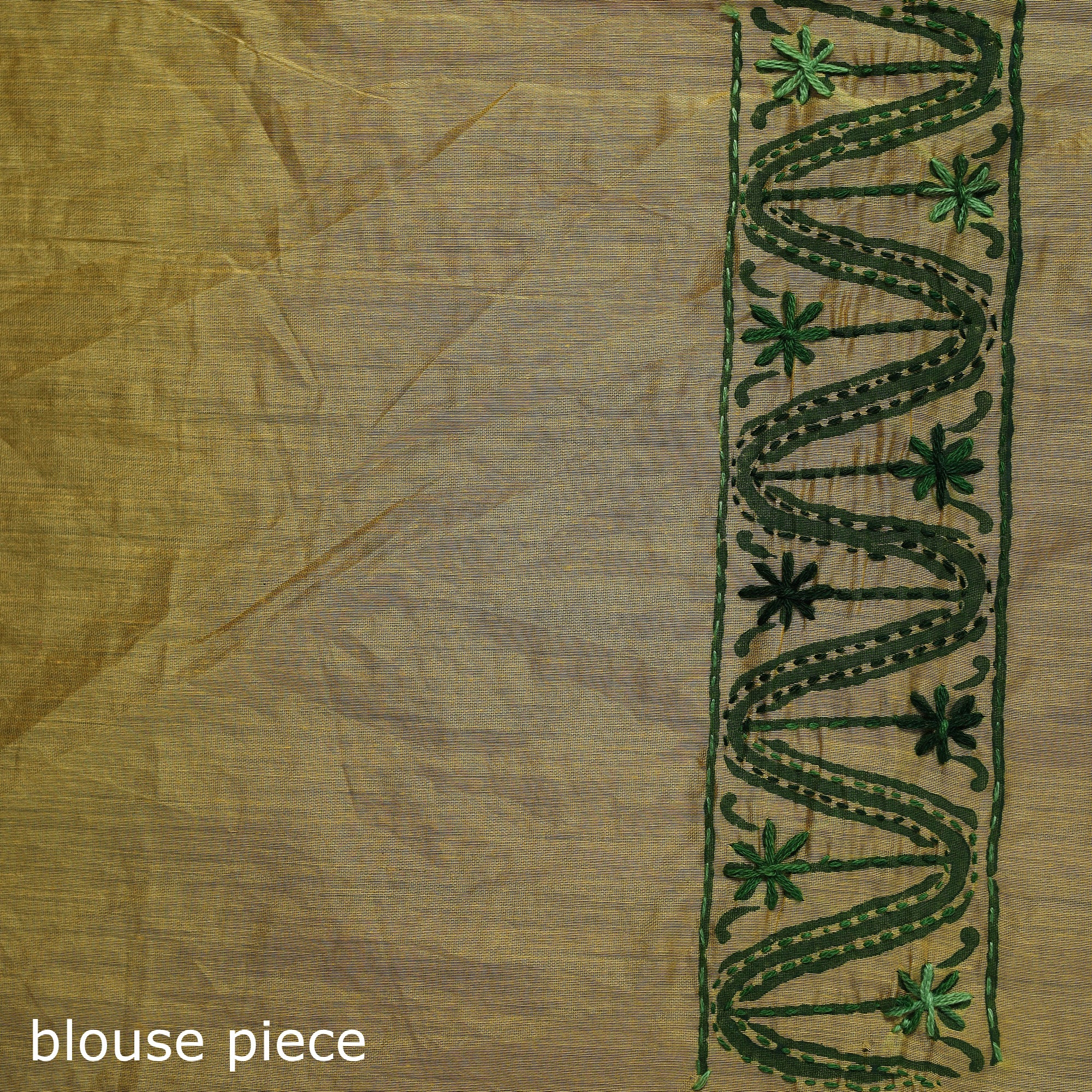 Yellow - Bengal Kantha Hand Embroidery Silk Cotton Chapa Work Saree 27 - Image 5