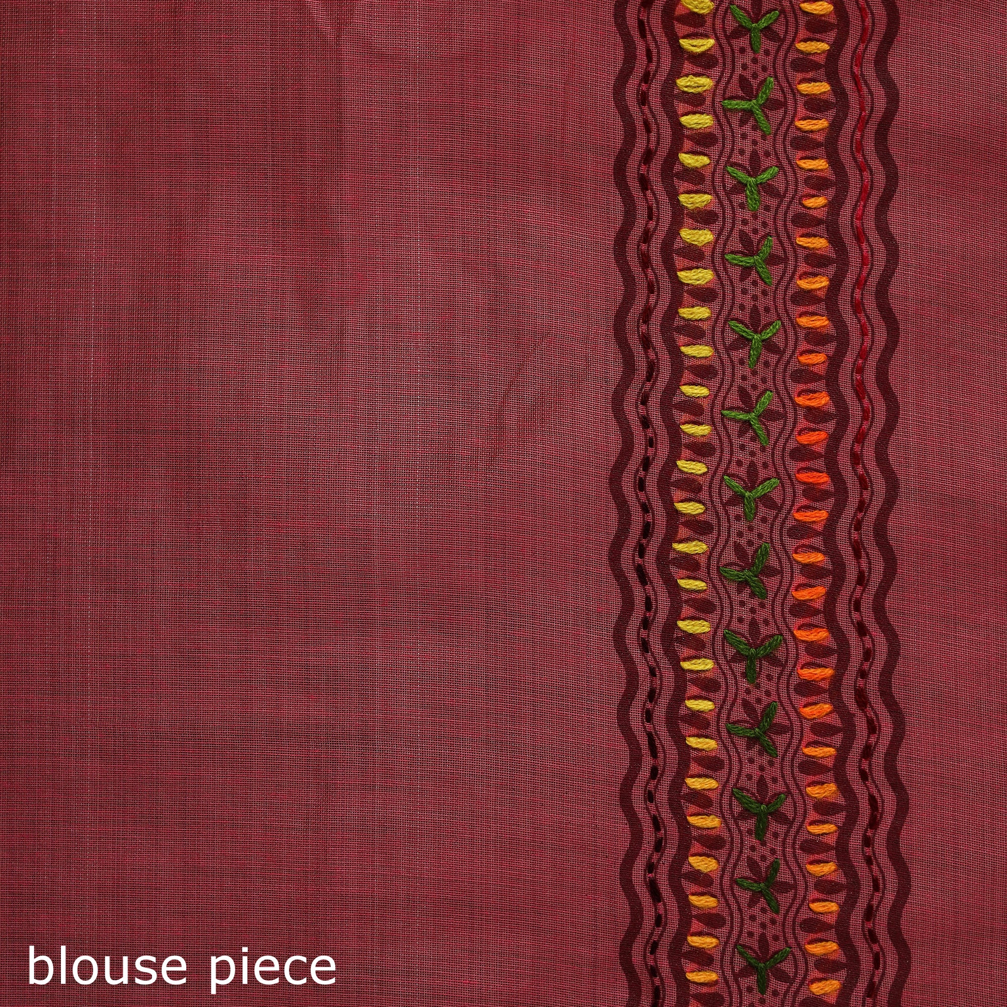 Pink - Bengal Kantha Hand Embroidery Silk Cotton Chapa Work Saree 70 - Image 5