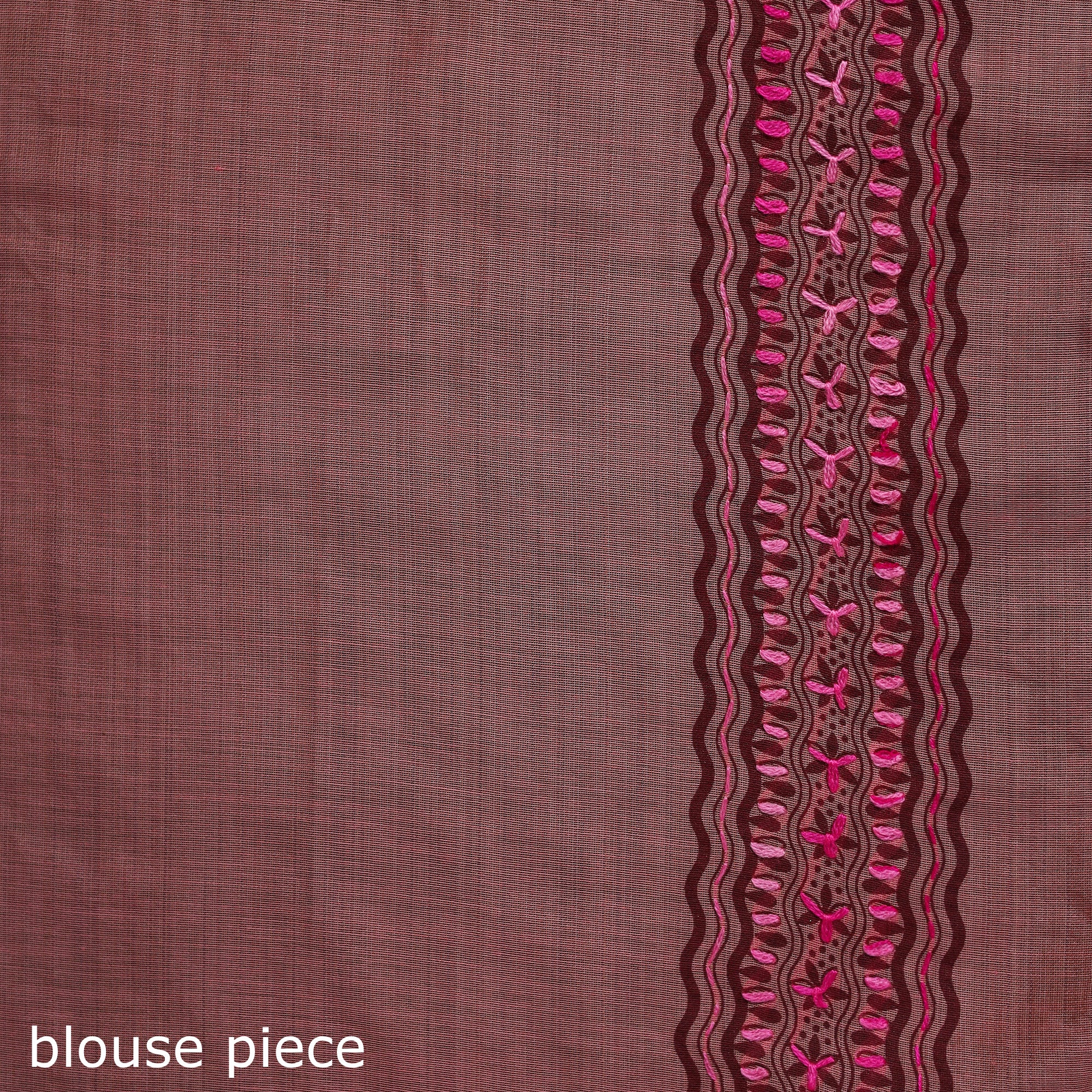 Pink - Bengal Kantha Hand Embroidery Silk Cotton Chapa Work Saree 72 - Image 5