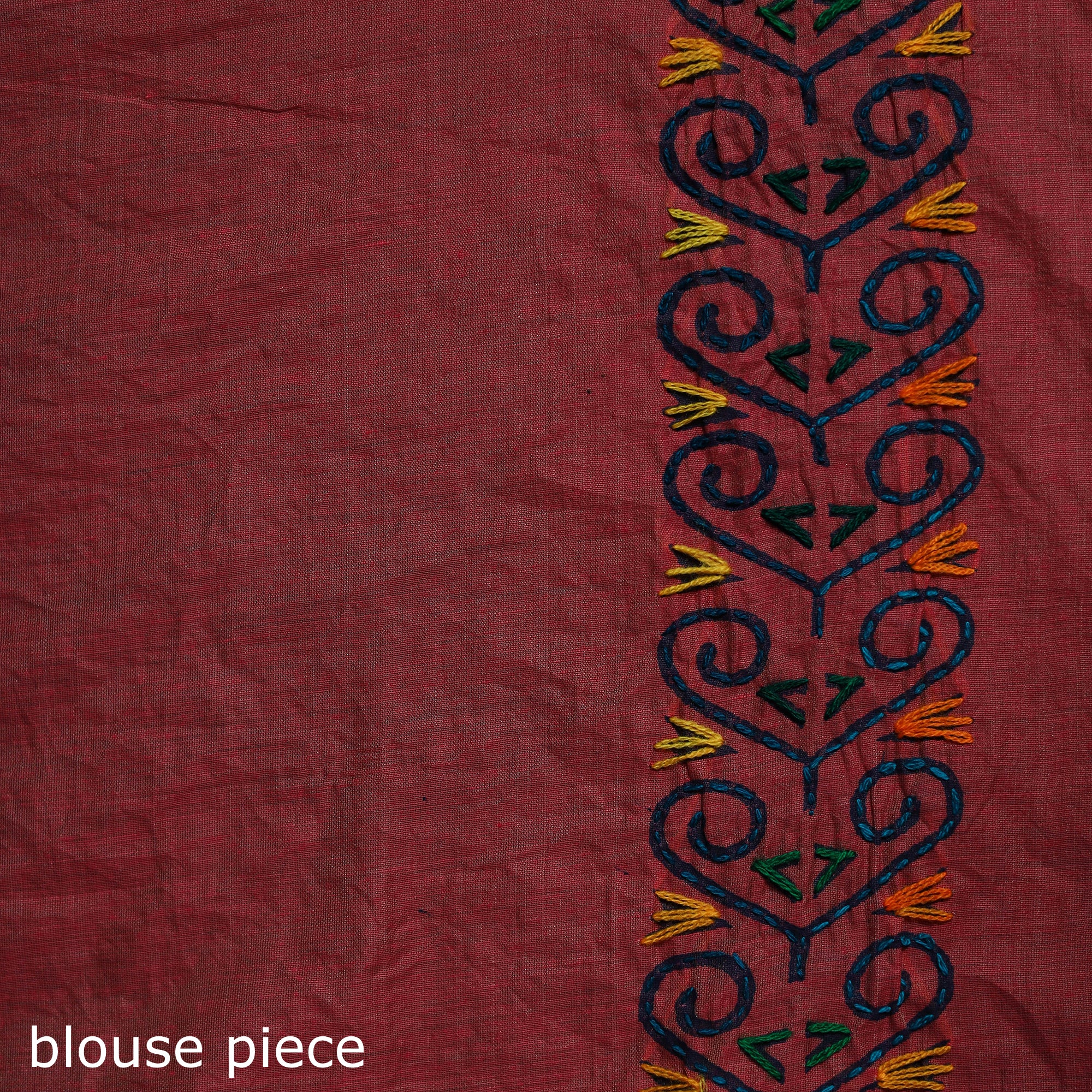 Pink - Bengal Kantha Hand Embroidery Silk Cotton Chapa Work Saree 76 - Image 5