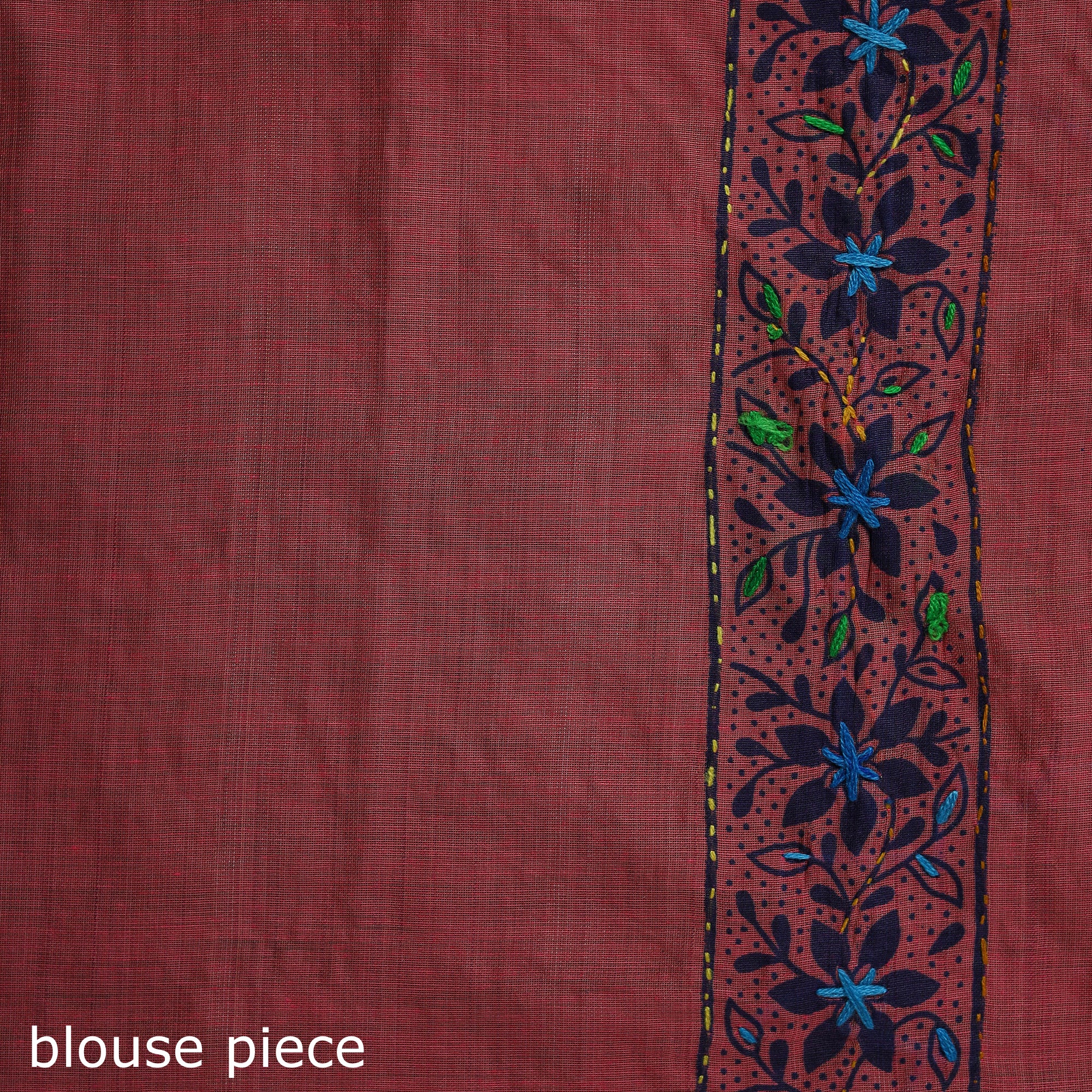 Pink - Bengal Kantha Hand Embroidery Silk Cotton Chapa Work Saree 86 - Image 5