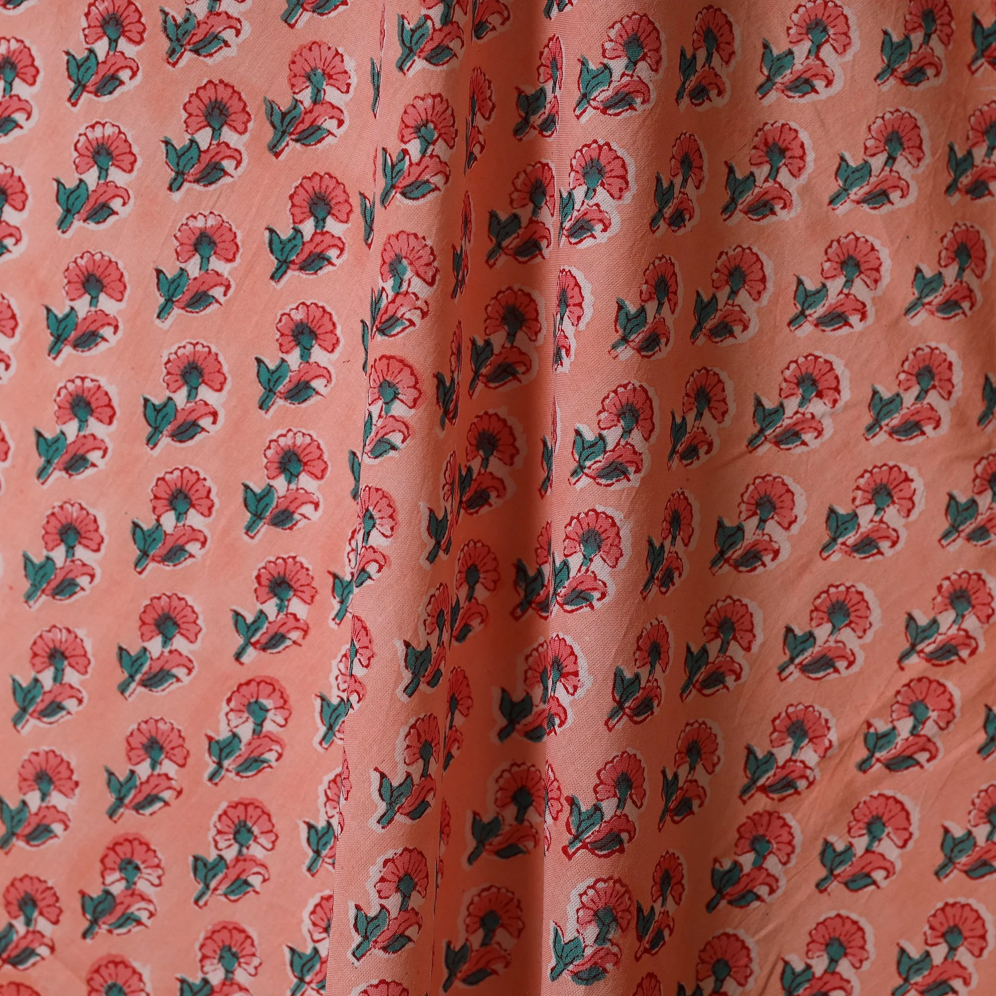 Pink - Block Print Cotton Sanganeri Fabric 05 - Image 3