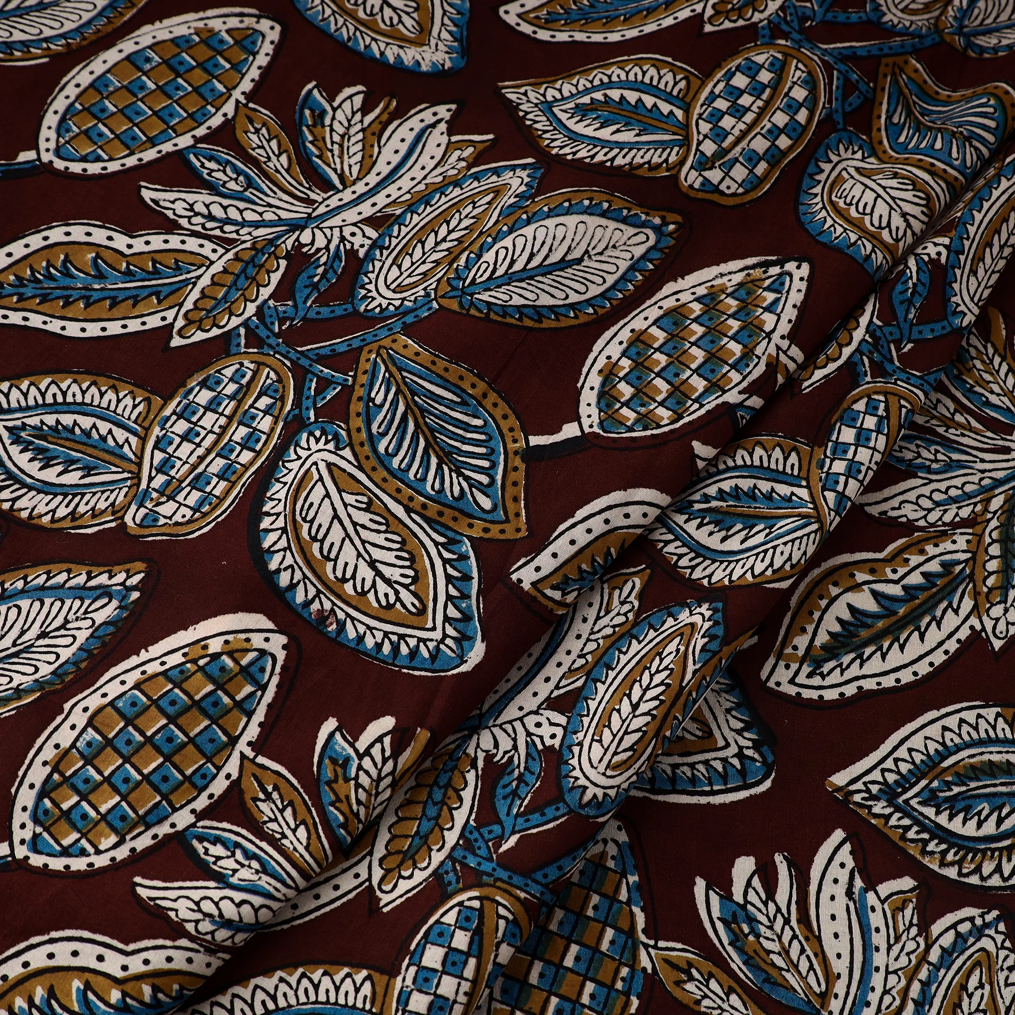 Brown - Block Printed Cotton Kalamkari Bagru Fabric 22 - Image 2