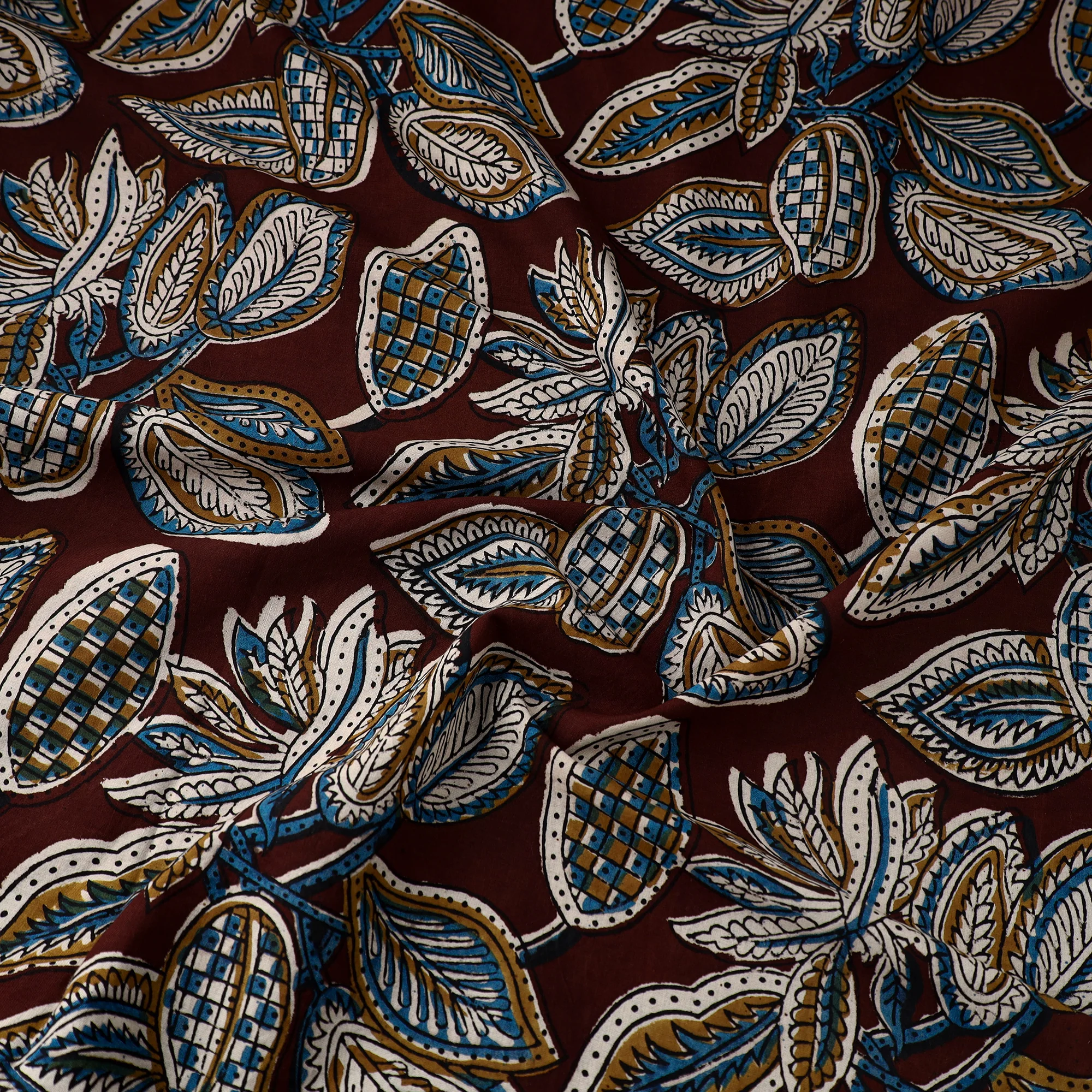 Brown - Block Printed Cotton Kalamkari Bagru Fabric 22 - Image 3