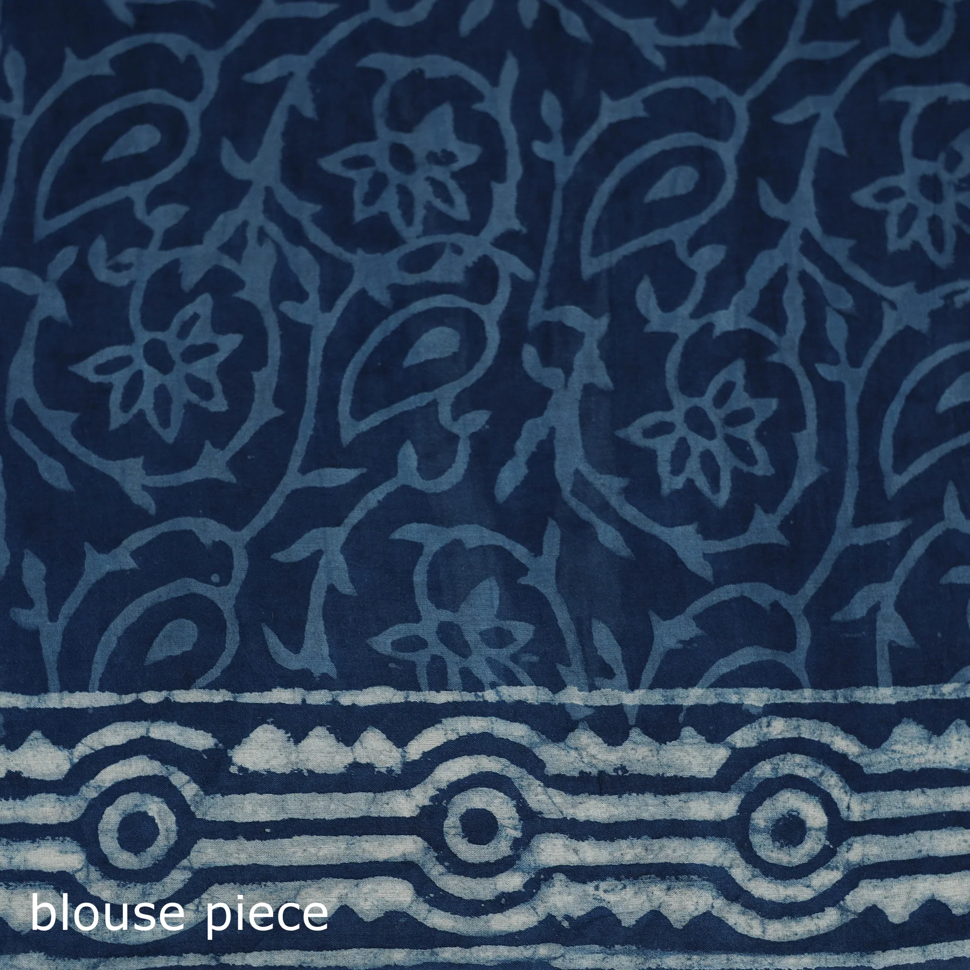 Blue - Pure Mul Cotton Natural Dyed Hand Block Indigo Bagru Print Saree 49 - Image 5