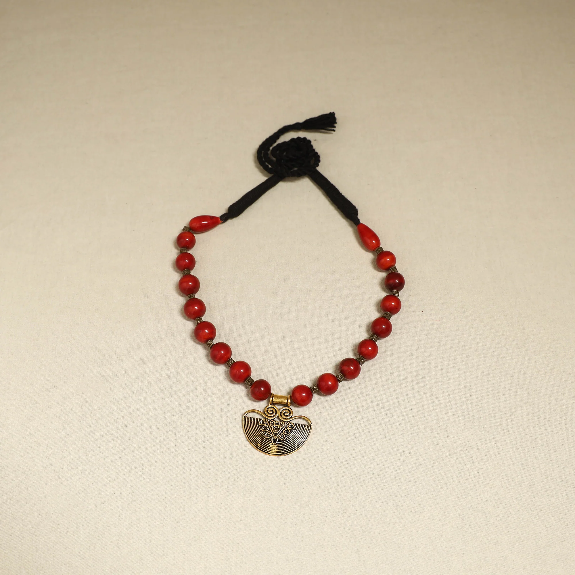 Red - Channapatna Handcrafted Wooden Necklace 49 - Image 3