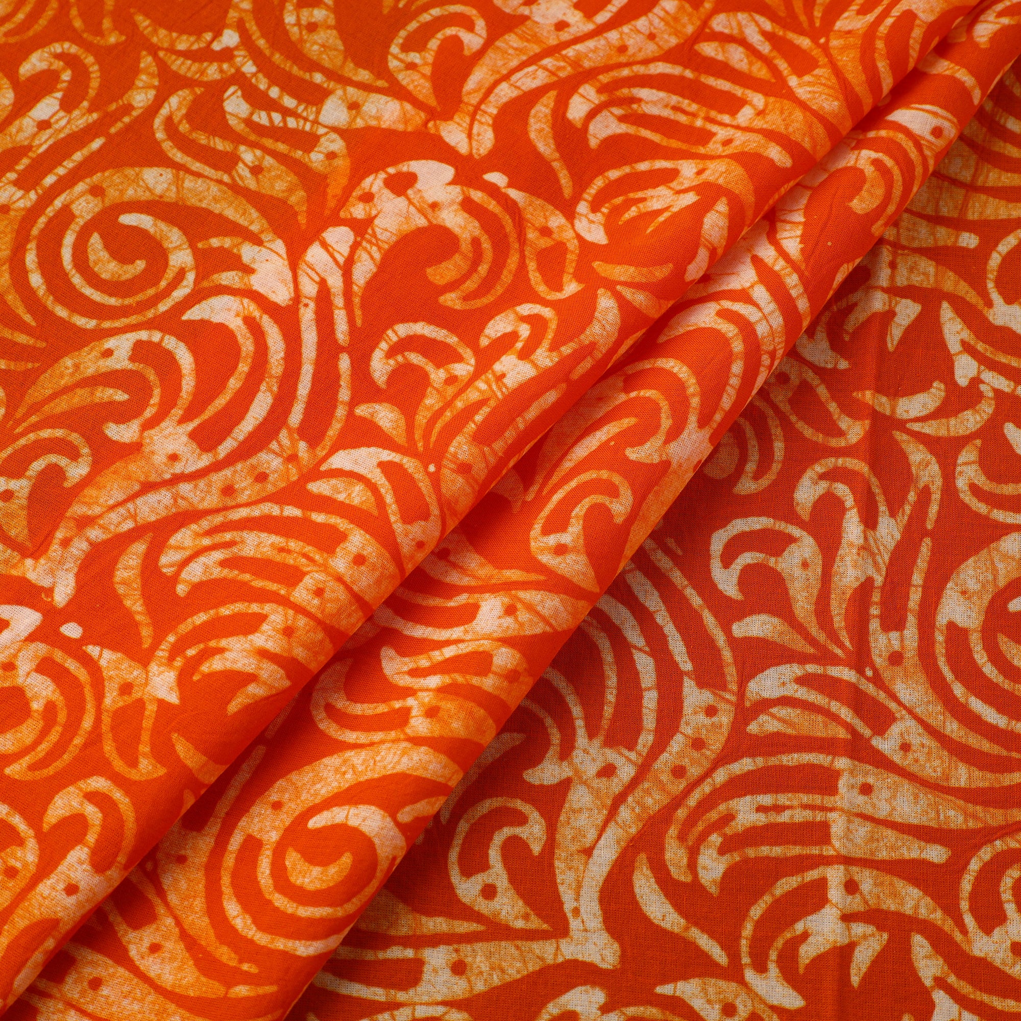Orange - Cotton Hand Batik Print Fabric 14 - Image 2