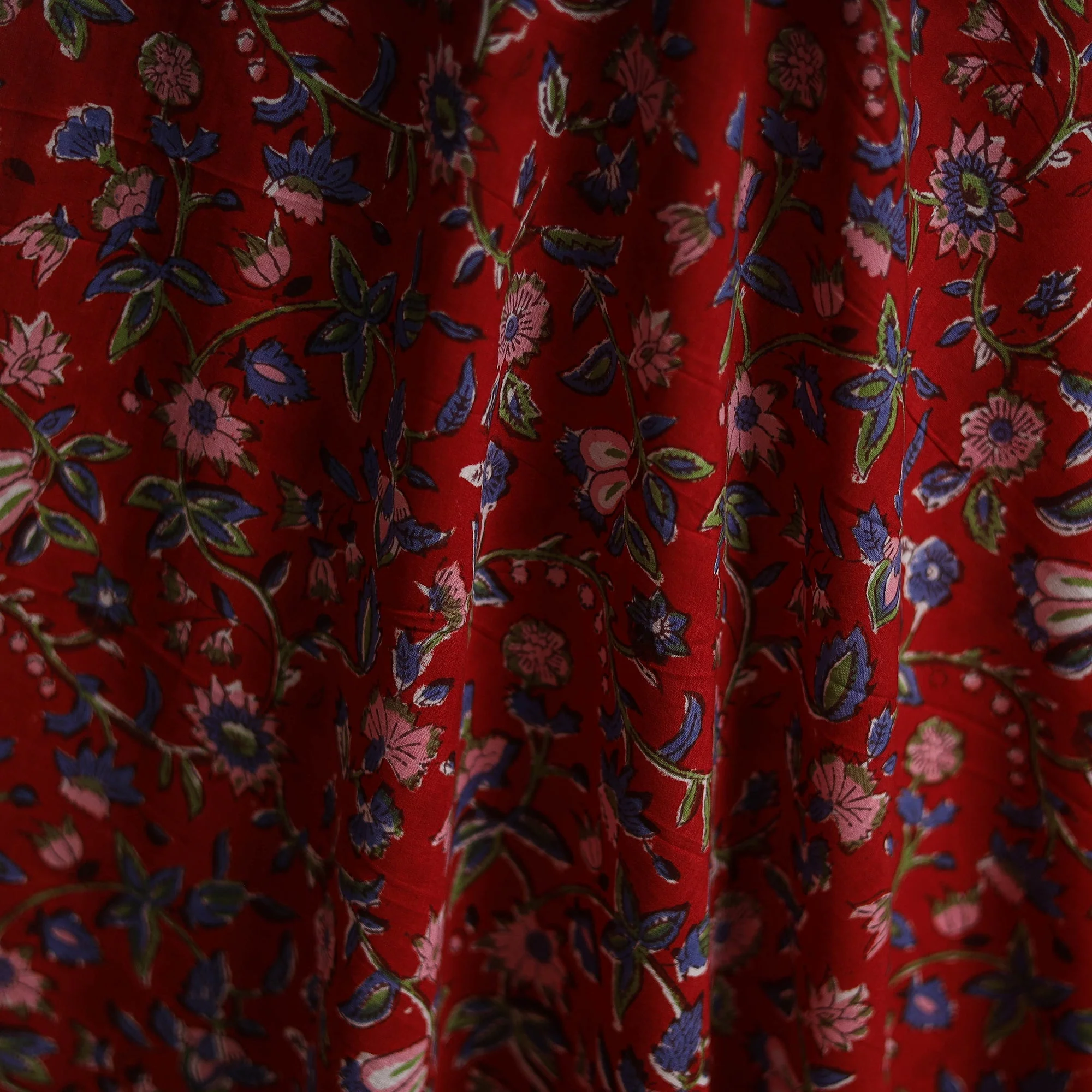 Red - Cotton Hand Block Sanganeri Print Fabric 05 - Image 3