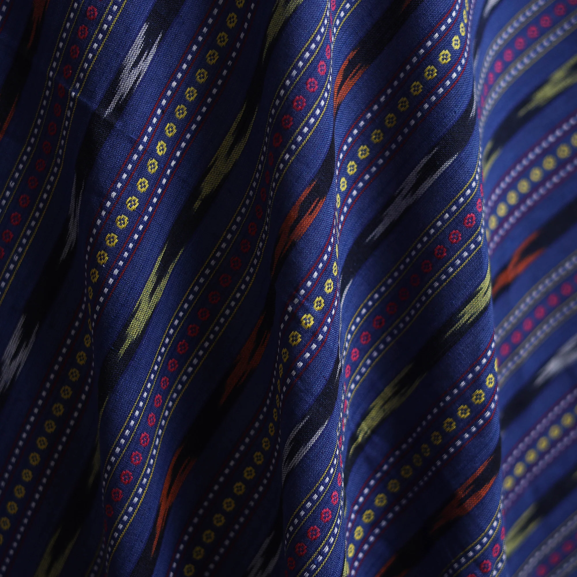 Blue - Cotton Pochampally Dabi Ikat Fabric 02 - Image 3