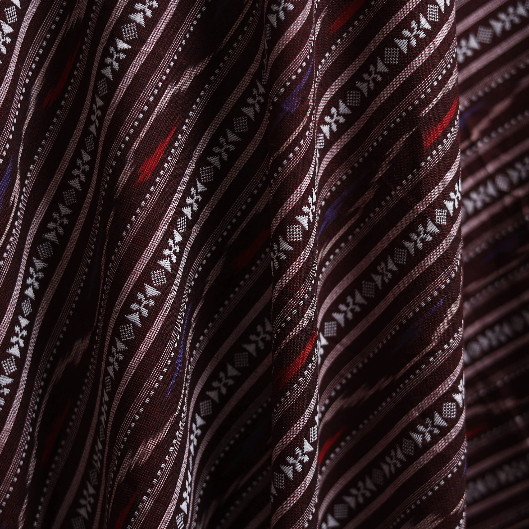 Maroon - Cotton Pochampally Dabi Ikat Fabric 03 - Image 3