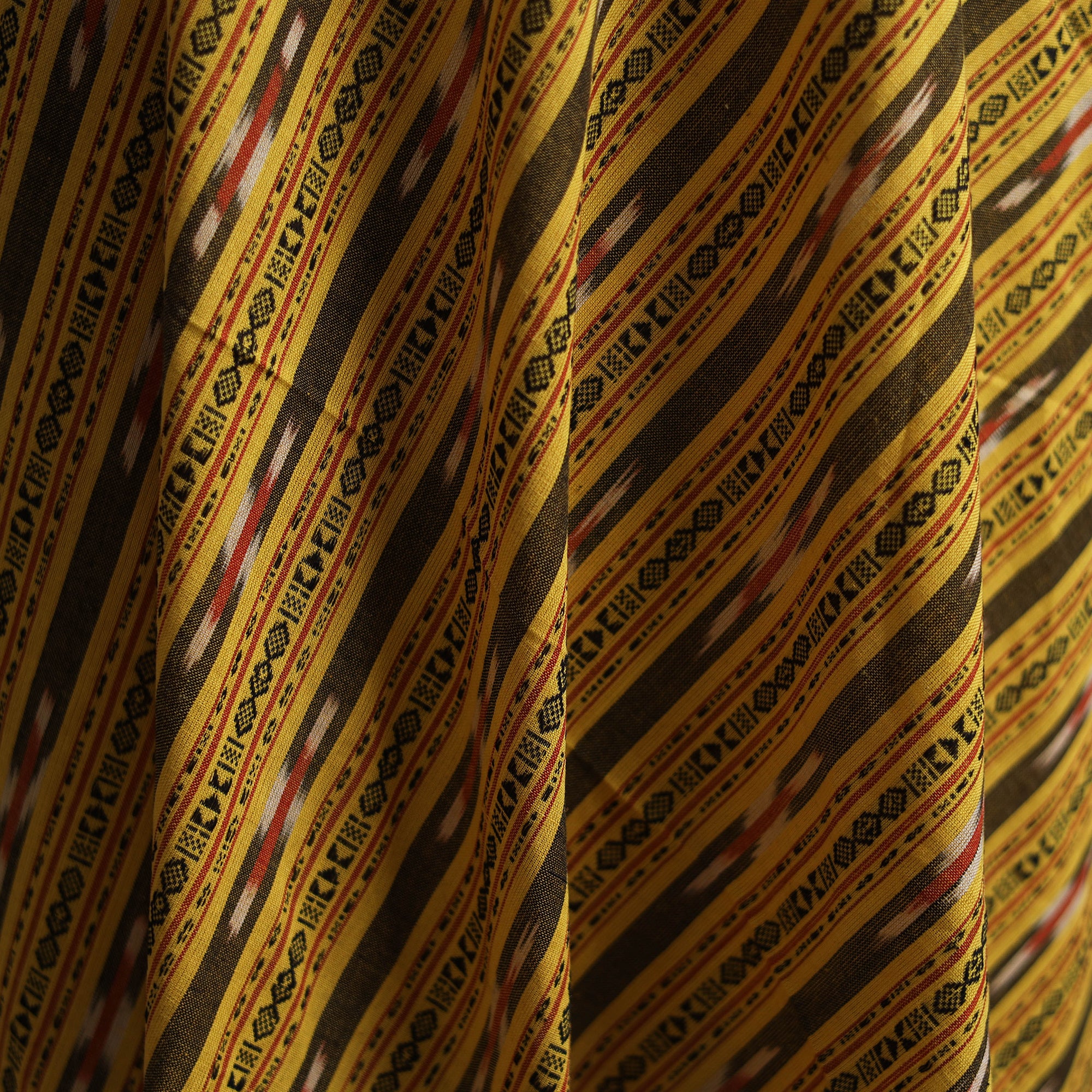 Yellow - Cotton Pochampally Dabi Ikat Fabric 04 - Image 3