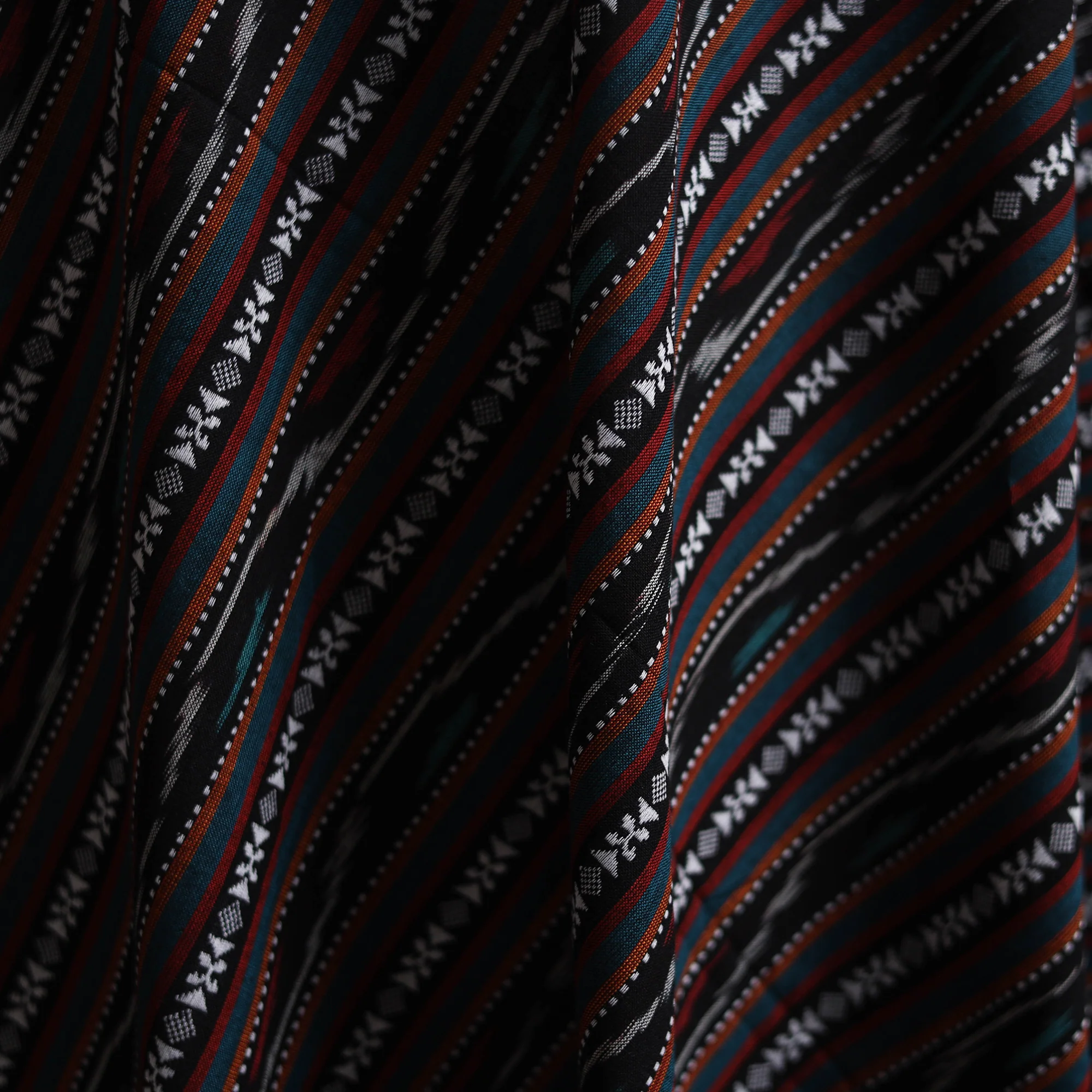 Black - Cotton Pochampally Dabi Ikat Fabric 08 - Image 3