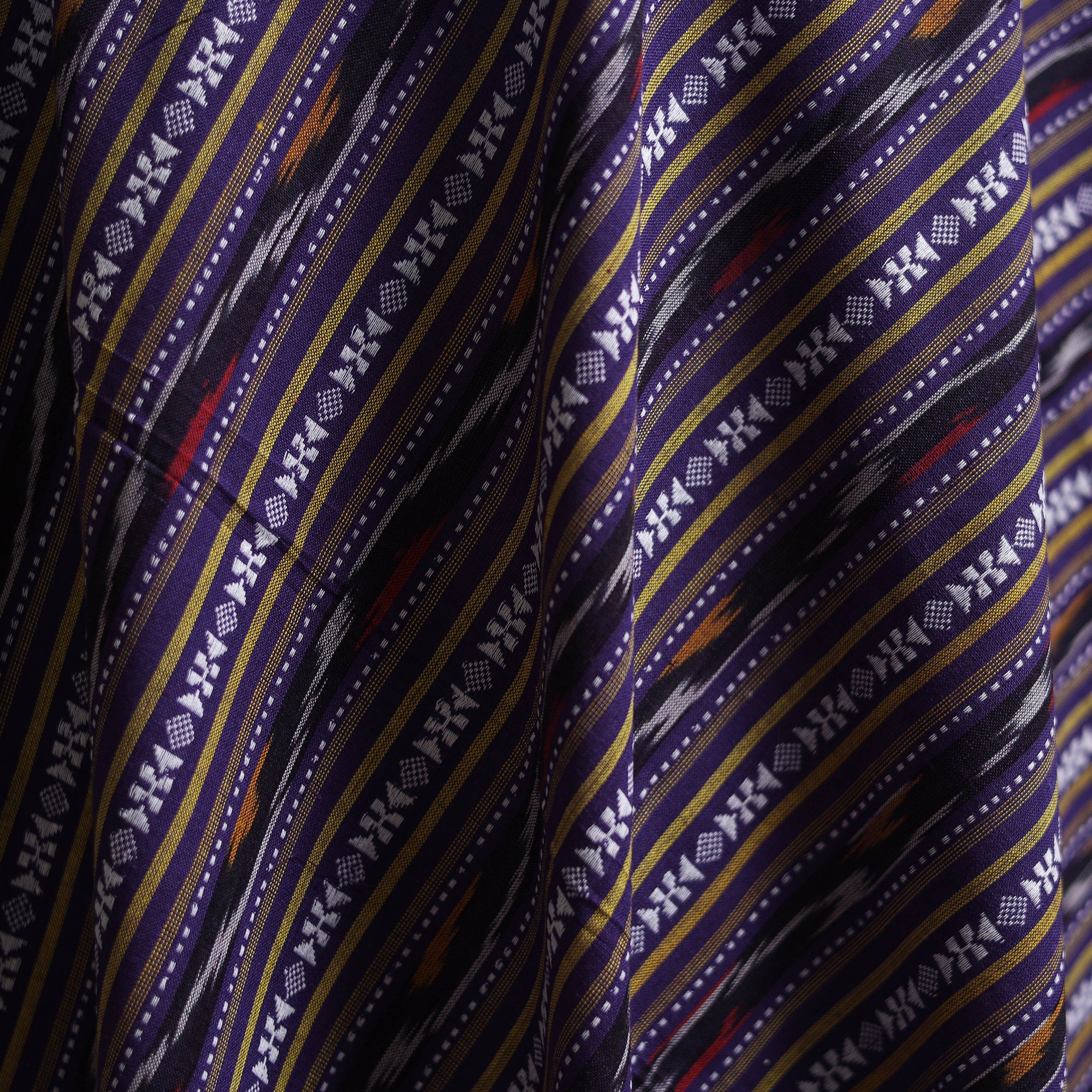 Purple - Cotton Pochampally Dabi Ikat Fabric 09 - Image 3