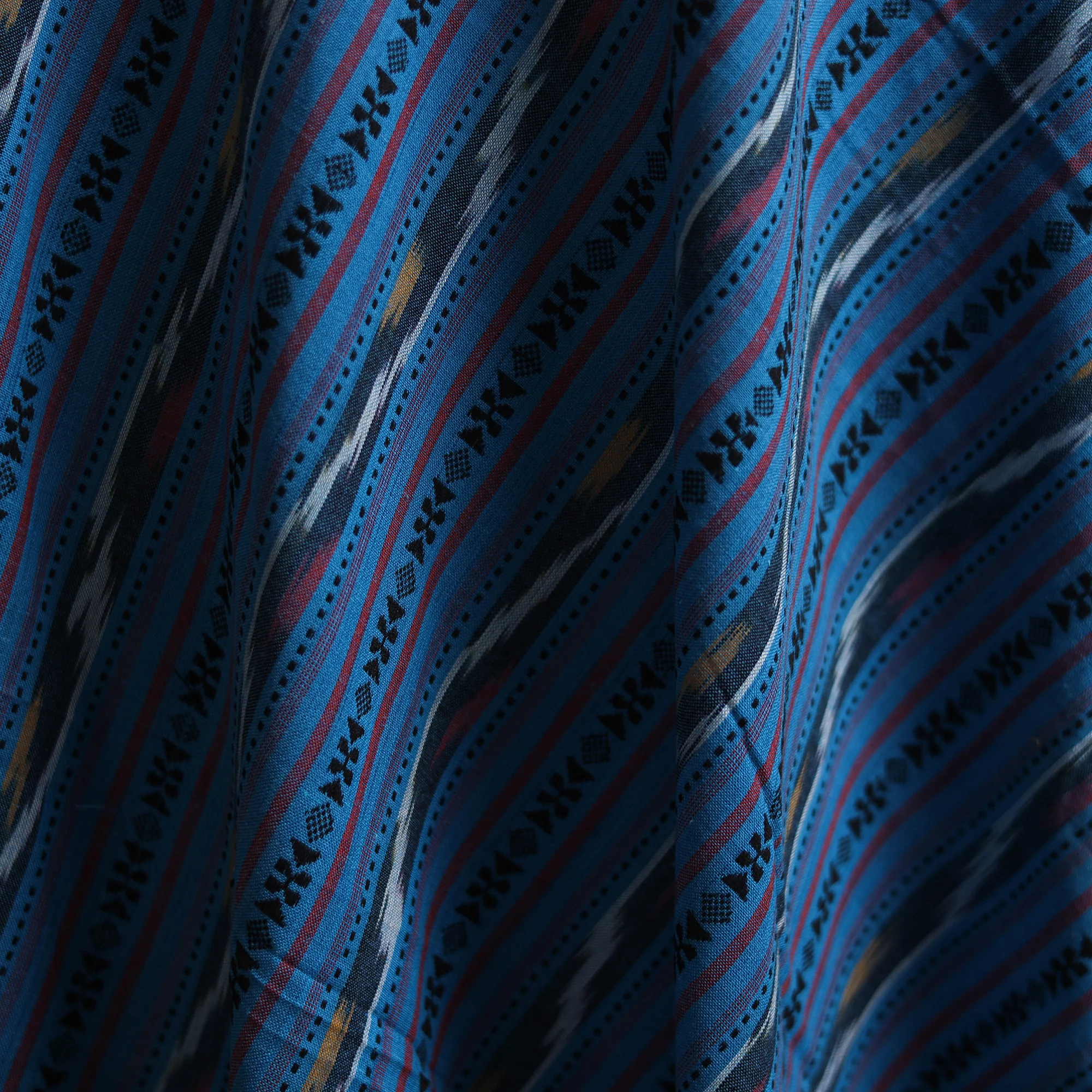 Blue - Cotton Pochampally Dabi Ikat Fabric 11 - Image 3