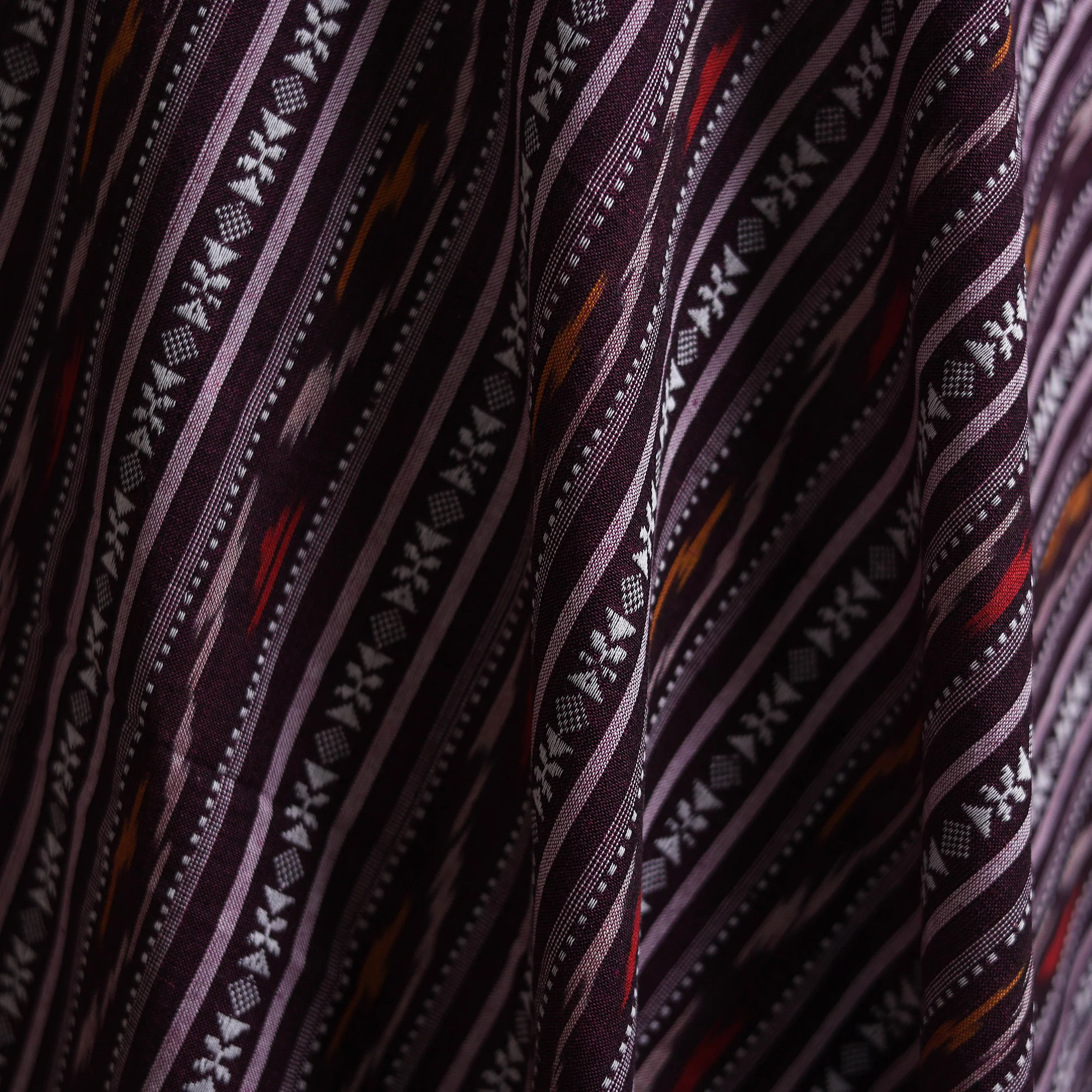 Purple - Cotton Pochampally Dabi Ikat Fabric 12 - Image 3