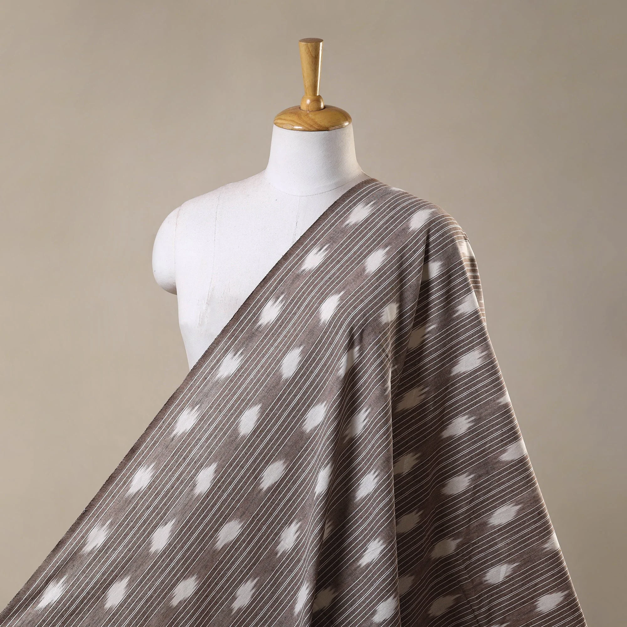 Brown - Cotton Pochampally Ikat Fabric 05