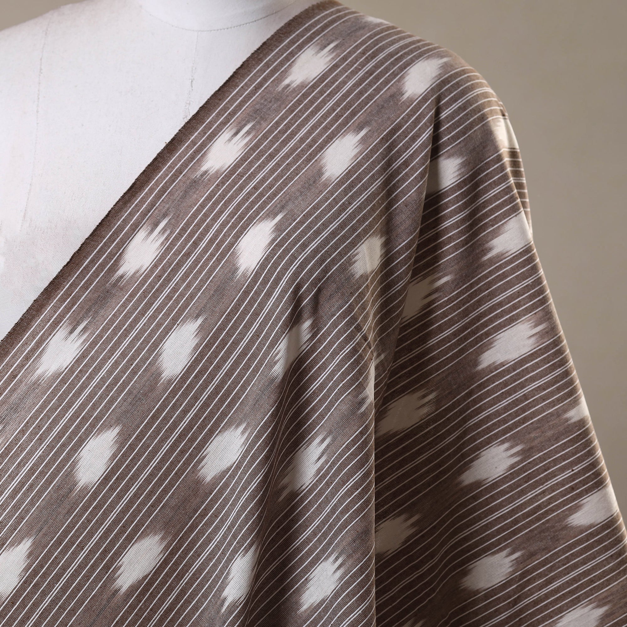 Brown - Cotton Pochampally Ikat Fabric 05 - Image 2