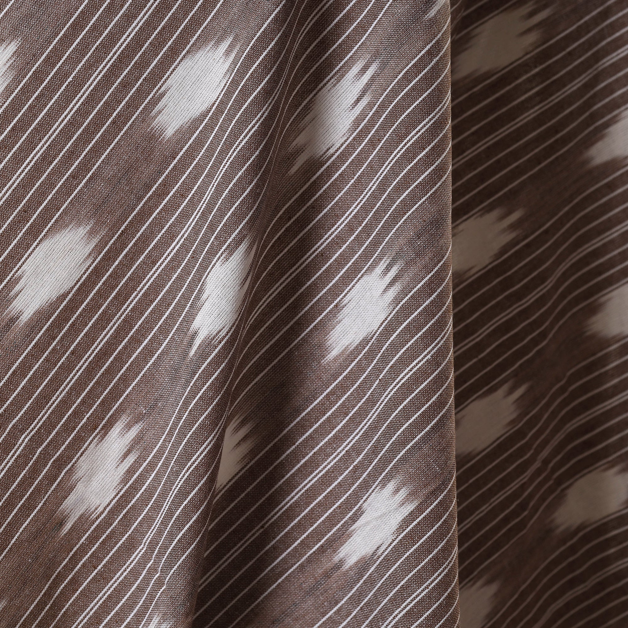 Brown - Cotton Pochampally Ikat Fabric 05 - Image 3