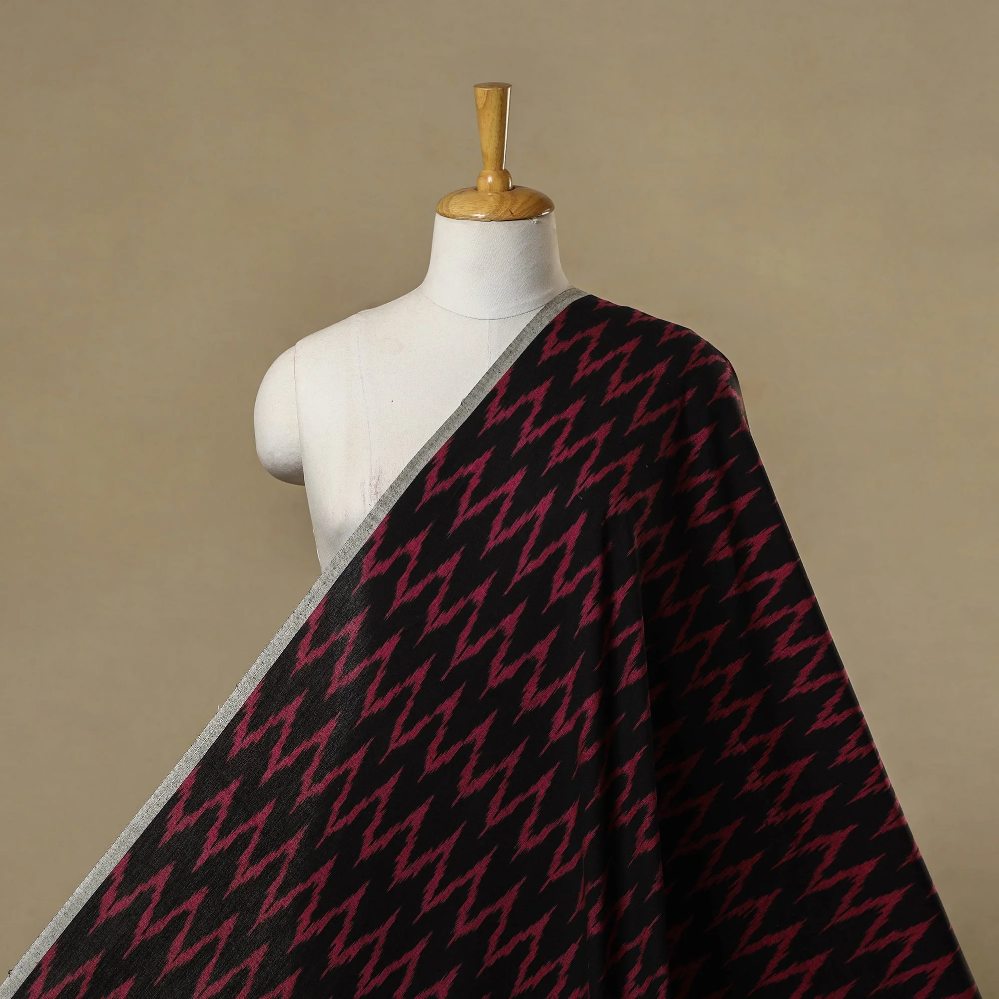 Black - Cotton Pochampally Ikat Fabric 06