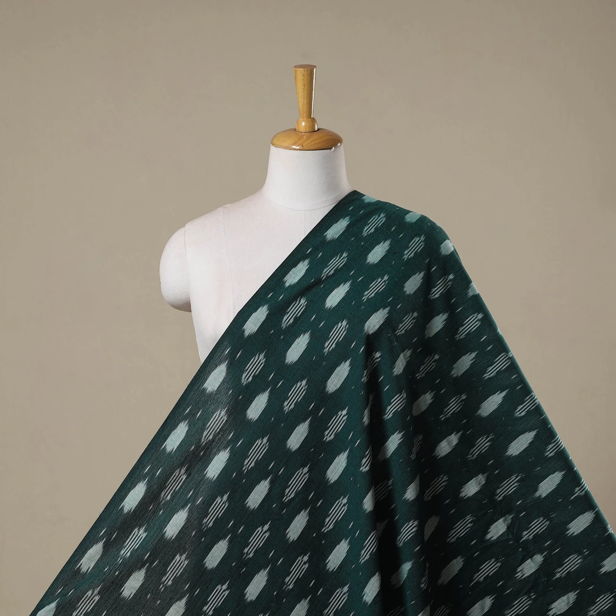 Green - Cotton Pochampally Ikat Fabric 13
