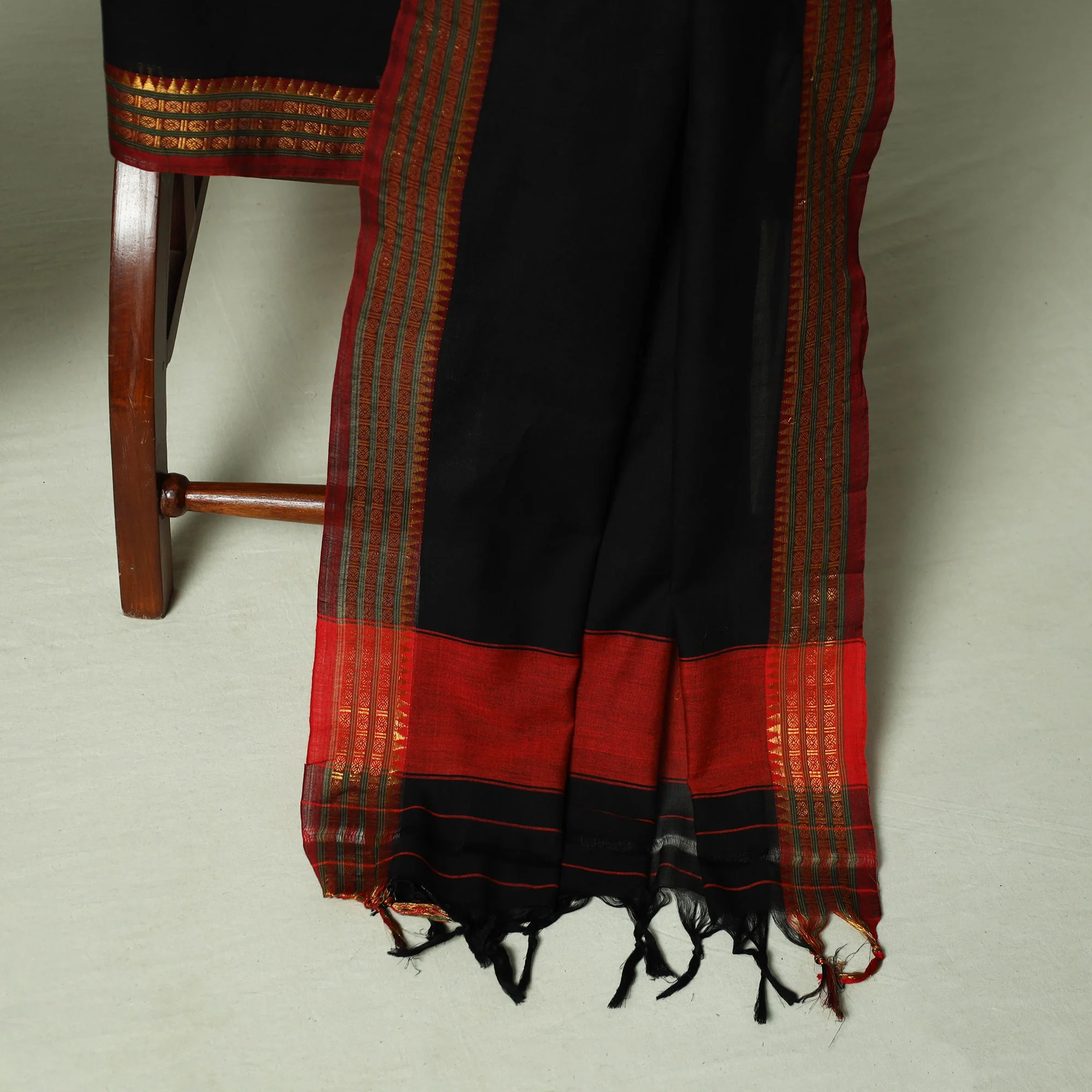 Black - Dharwad Cotton 3pc Unstitched Dress Material Suit Set 15 - Image 4