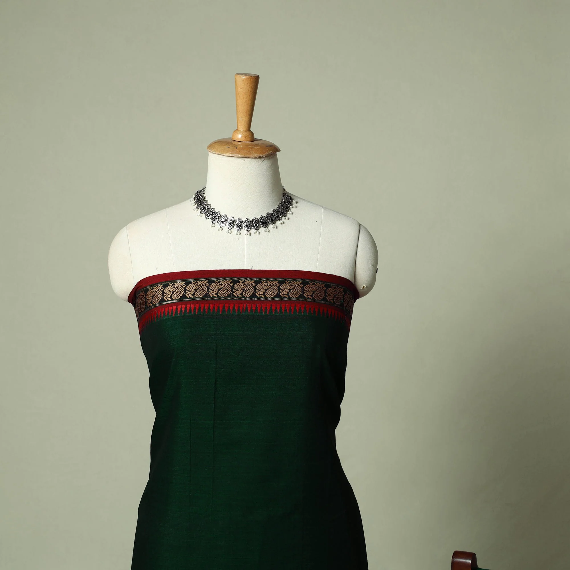 Green - Dharwad Cotton 3pc Unstitched Dress Material Suit Set 24 - Image 3