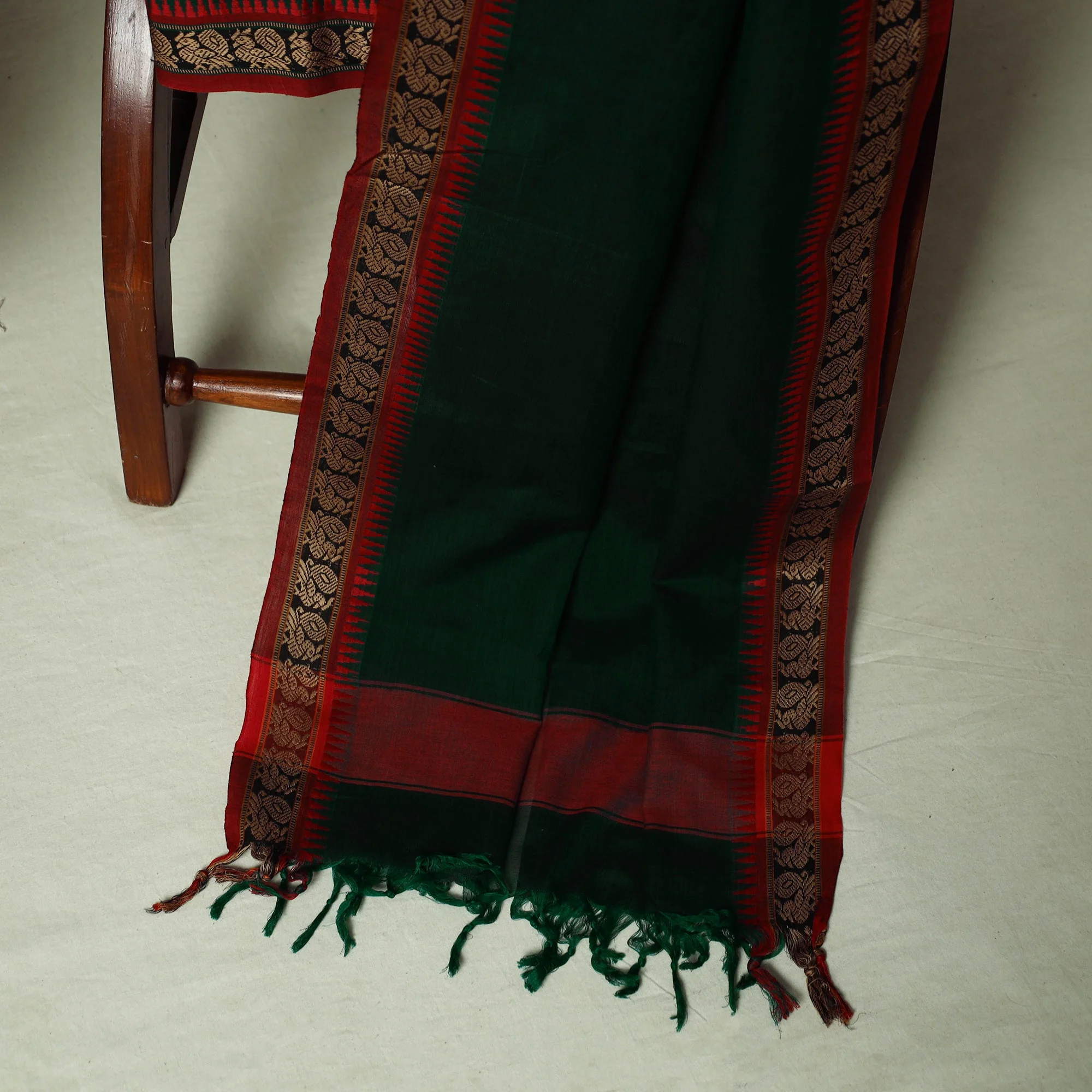 Green - Dharwad Cotton 3pc Unstitched Dress Material Suit Set 24 - Image 4
