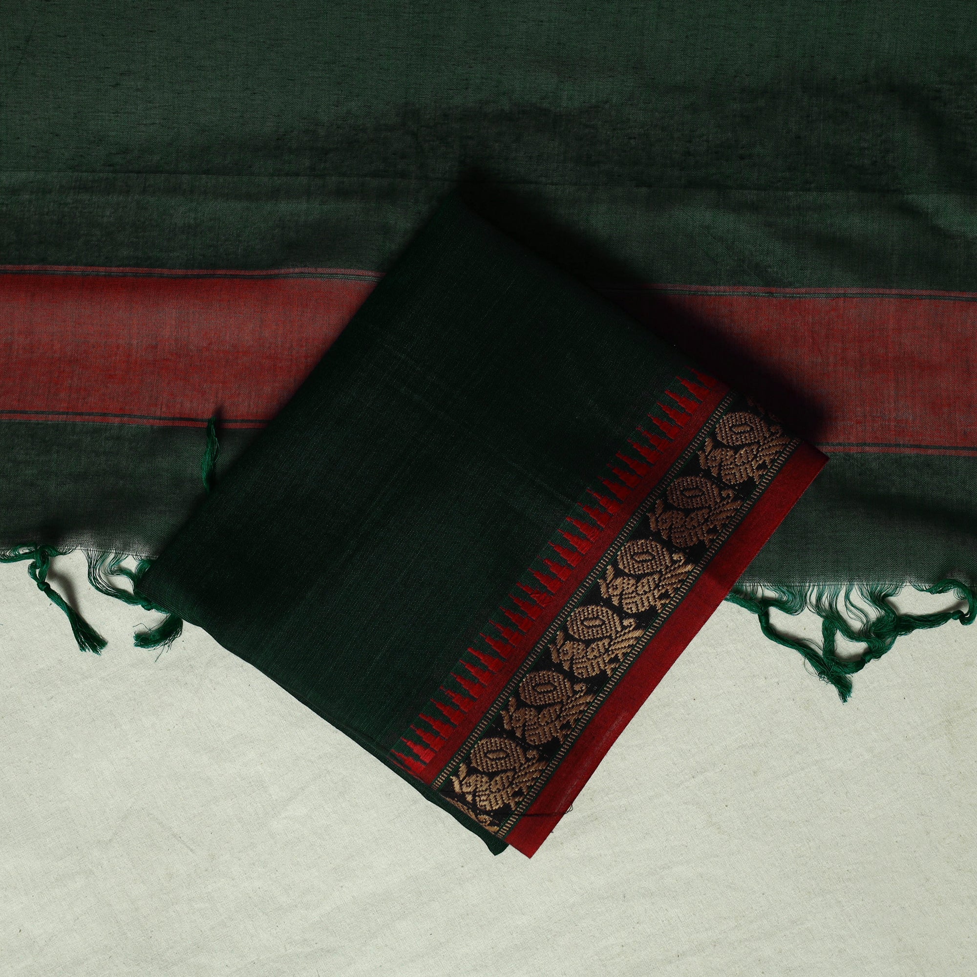 Green - Dharwad Cotton 3pc Unstitched Dress Material Suit Set 24 - Image 5